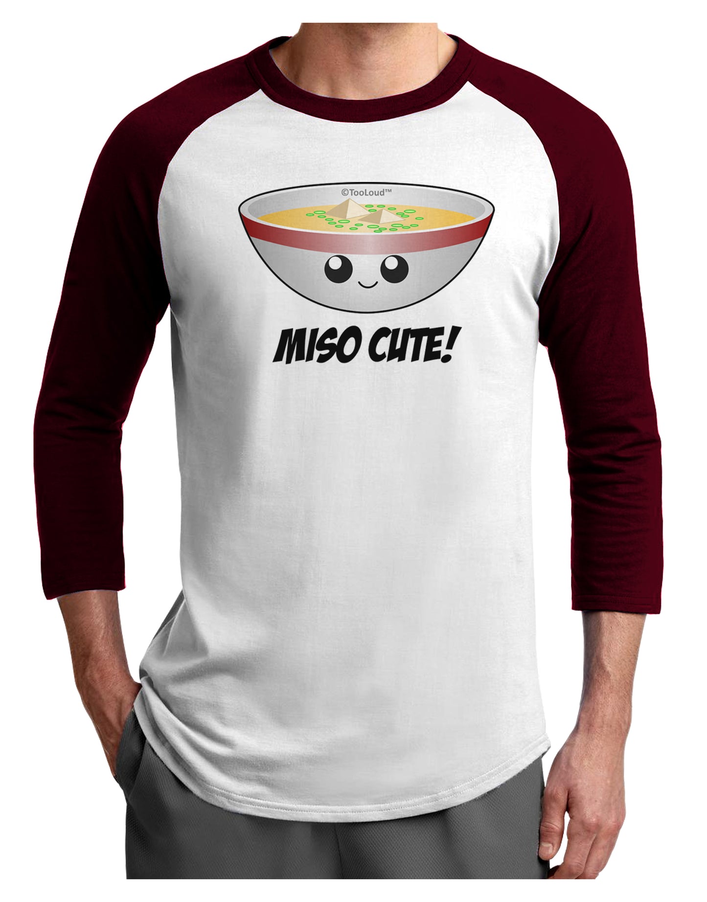 Miso Cute - Cute Miso Soup Bowl Adult Raglan Shirt by TooLoud-TooLoud-White-Cardinal-X-Small-Davson Sales