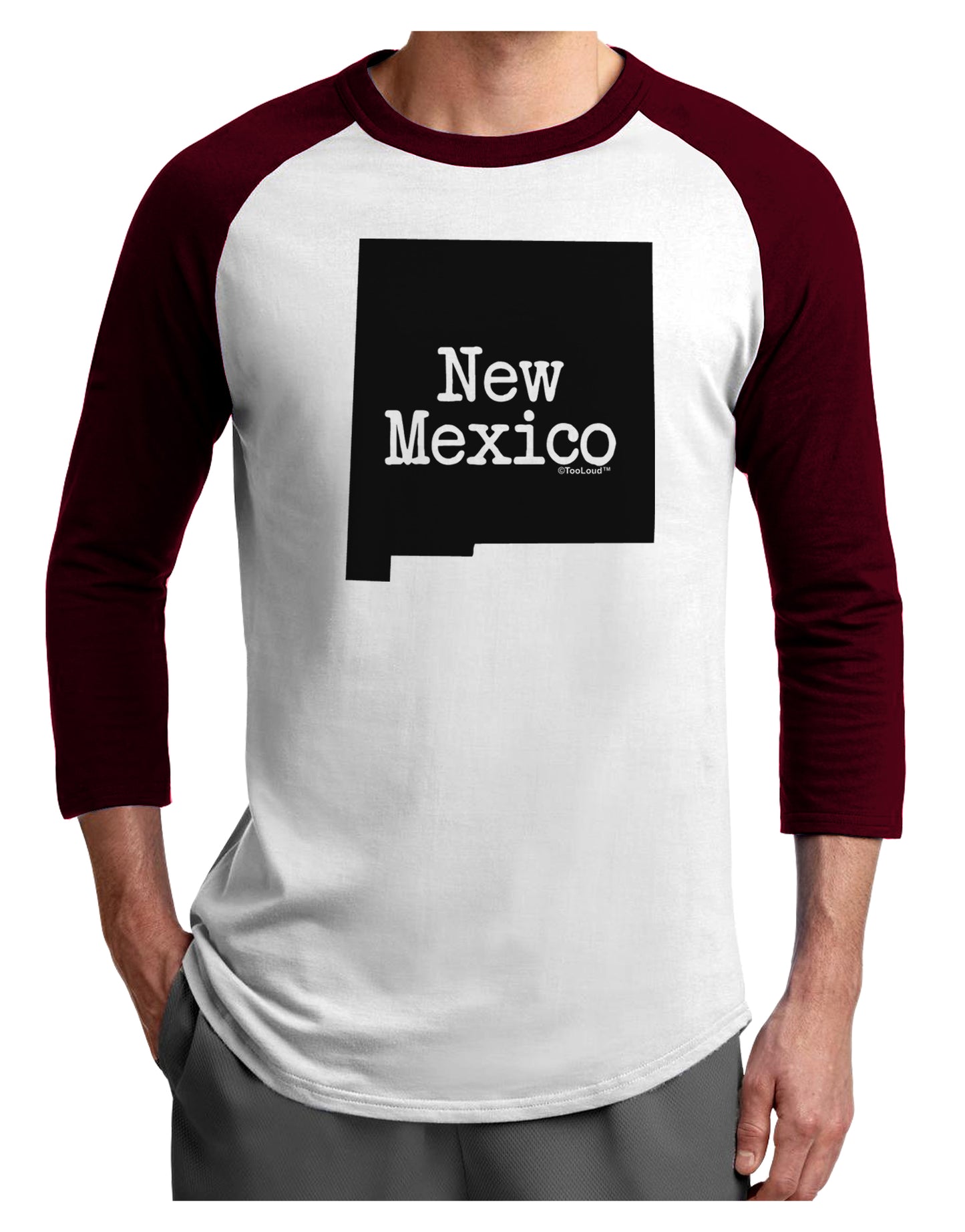 New Mexico - United States Shape Adult Raglan Shirt by TooLoud-TooLoud-White-Cardinal-X-Small-Davson Sales