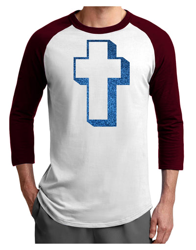 Simple Cross Design Glitter - Blue Adult Raglan Shirt by TooLoud-TooLoud-White-Cardinal-X-Small-Davson Sales