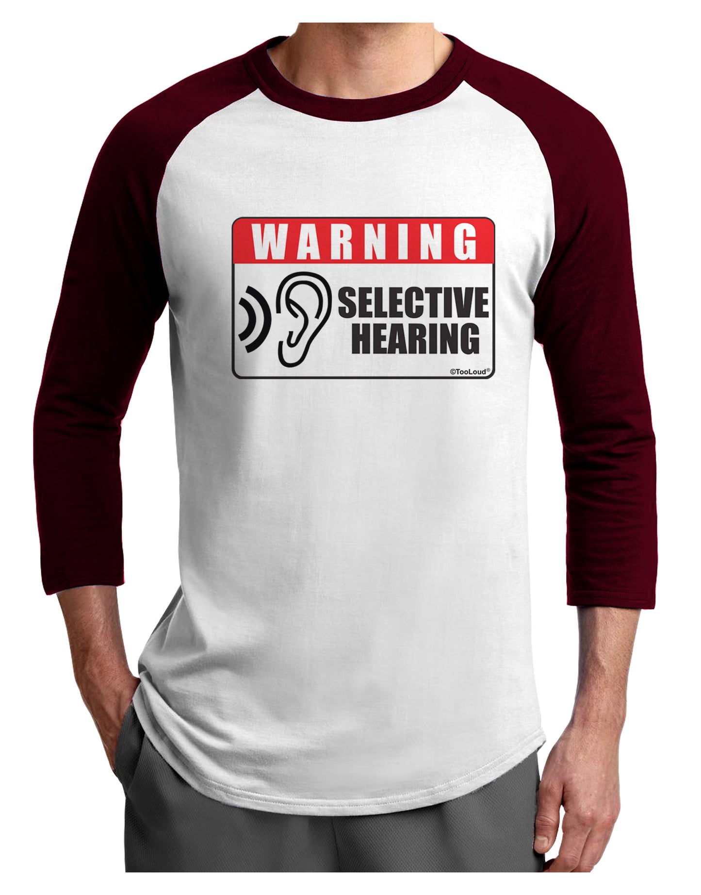 Warning Selective Hearing Funny Adult Raglan Shirt by TooLoud-TooLoud-White-Cardinal-X-Small-Davson Sales