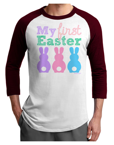 My First Easter - Three Bunnies Adult Raglan Shirt by TooLoud-TooLoud-White-Cardinal-X-Small-Davson Sales