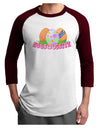 Eggsquisite Adult Raglan Shirt-TooLoud-White-Cardinal-X-Small-Davson Sales