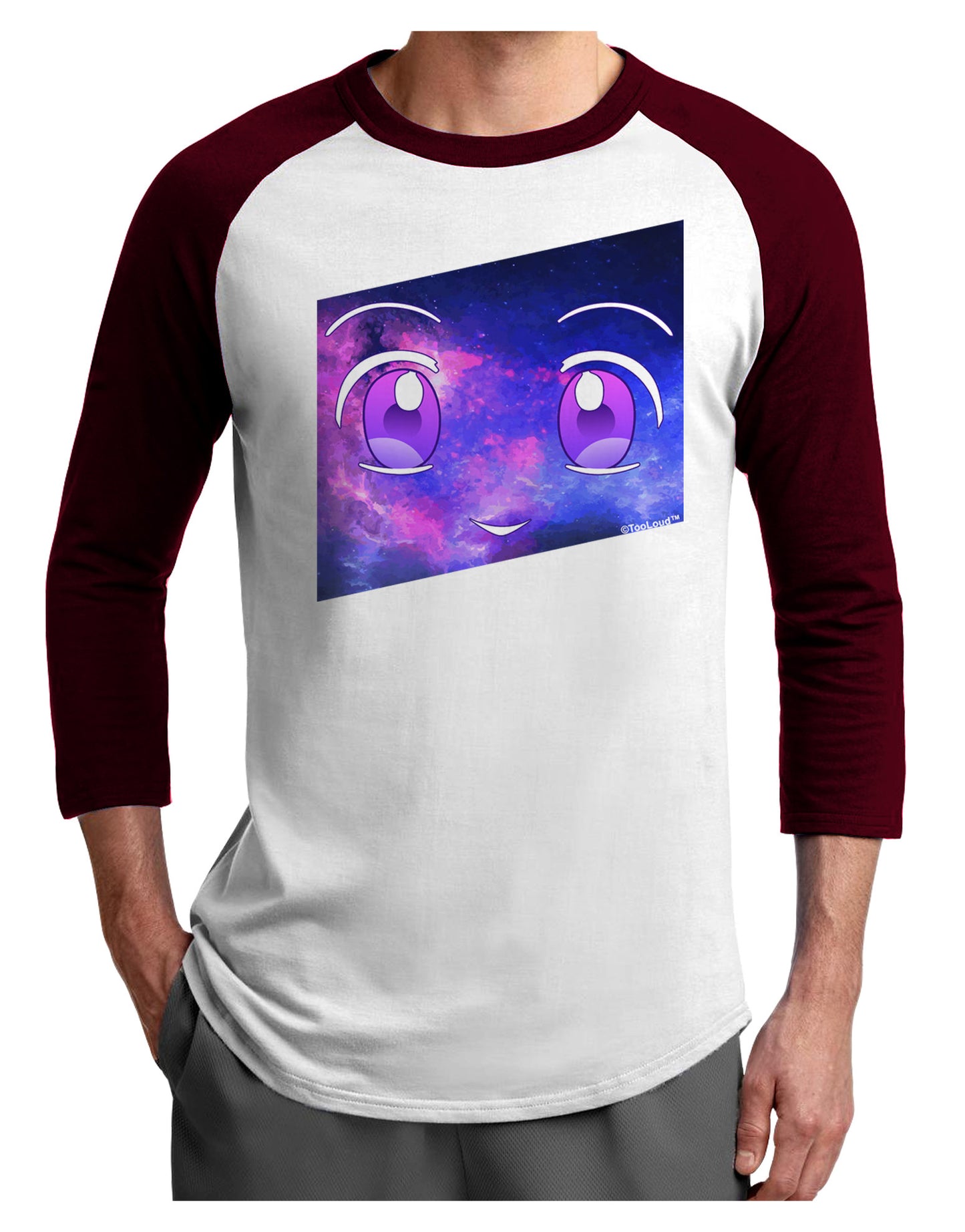 Cute Cosmic Eyes Adult Raglan Shirt-TooLoud-White-Cardinal-X-Small-Davson Sales