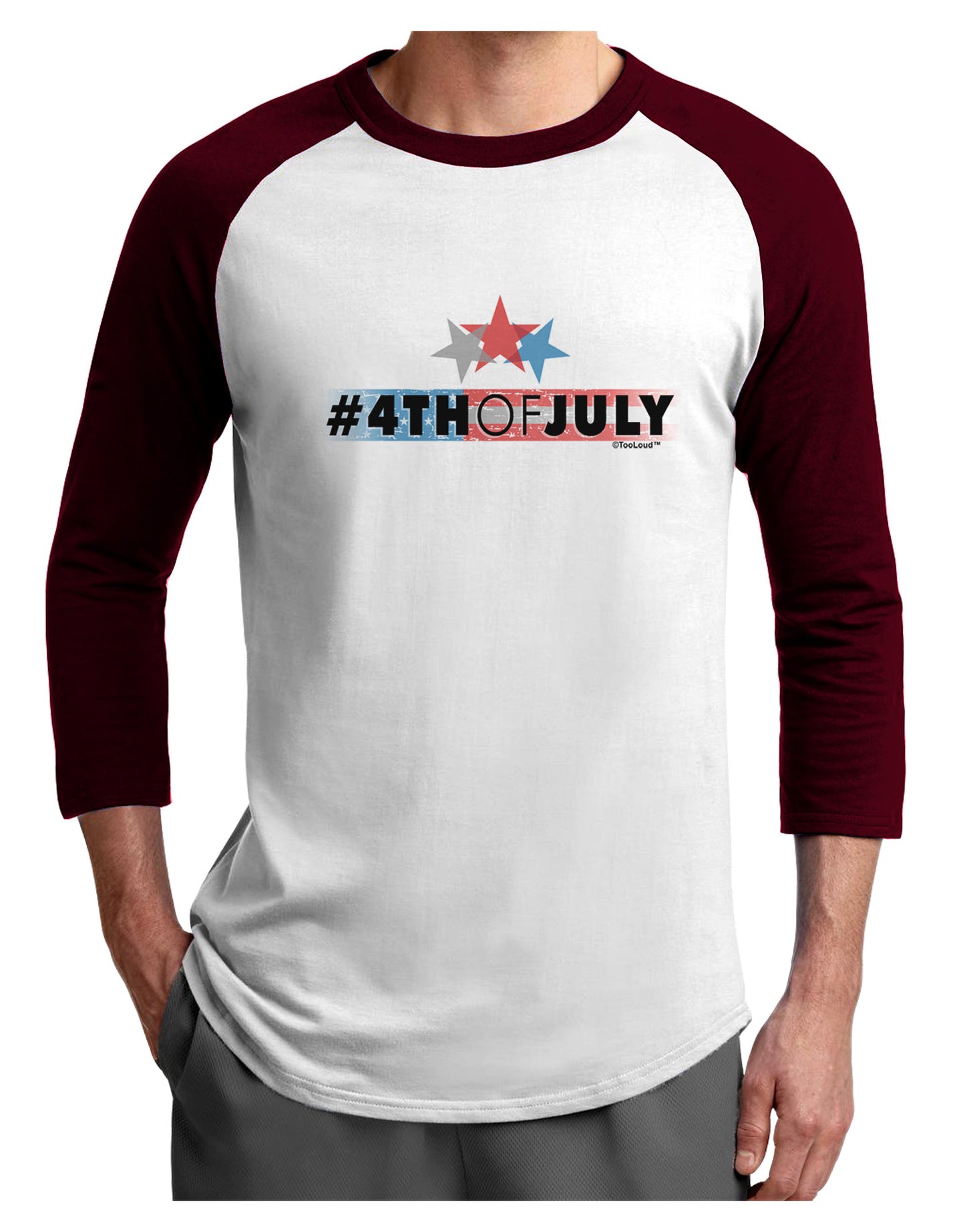Hashtag 4th Of July Adult Raglan Shirt-Raglan Shirt-TooLoud-White-Cardinal-X-Small-Davson Sales