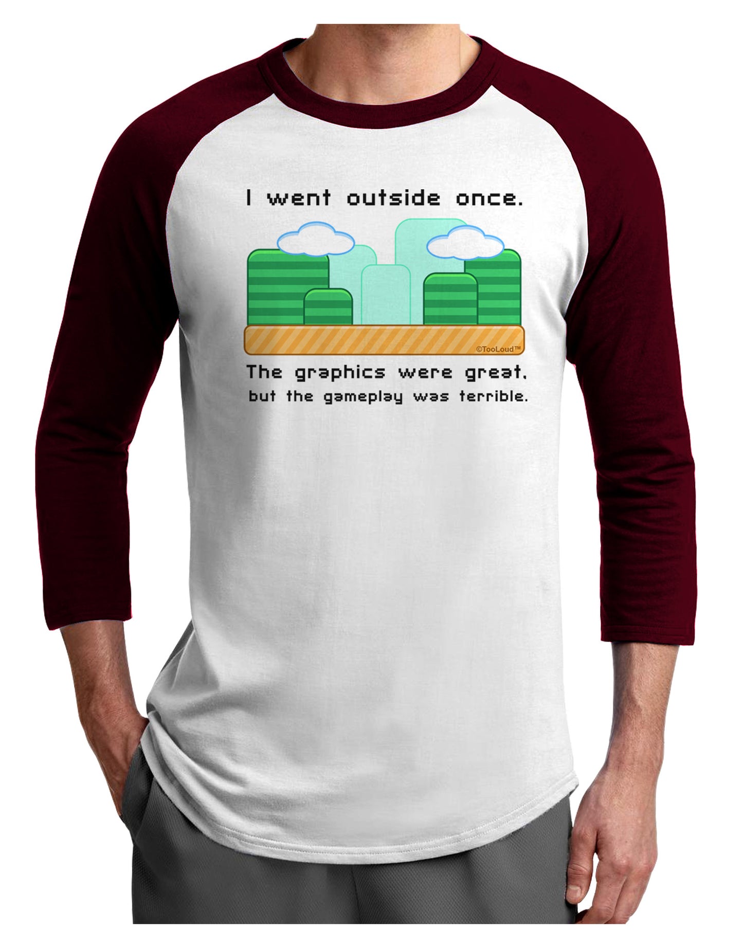 The Gameplay Was Terrible Adult Raglan Shirt-TooLoud-White-Cardinal-X-Small-Davson Sales