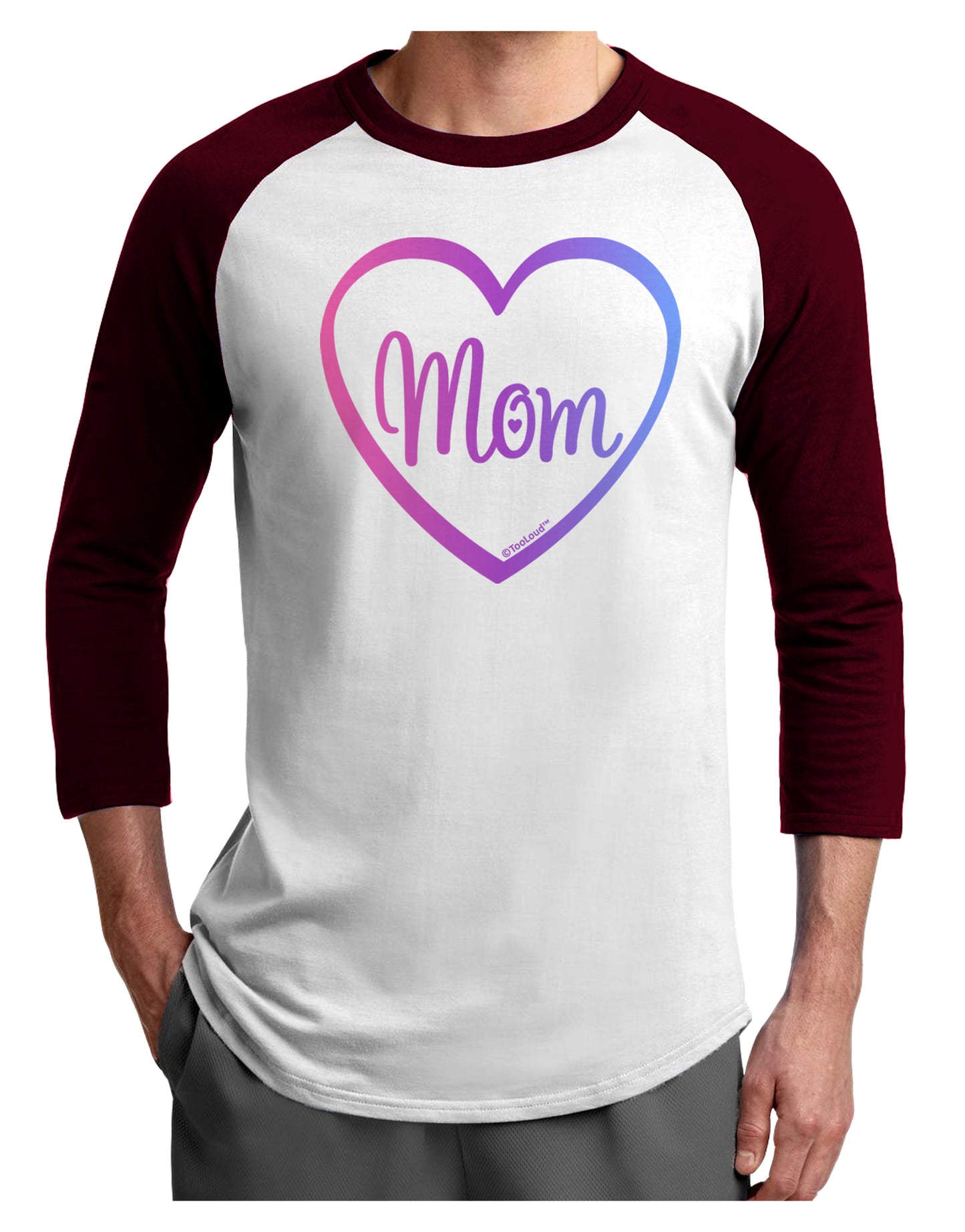 Mom Heart Design - Gradient Colors Adult Raglan Shirt by TooLoud-TooLoud-White-Cardinal-X-Small-Davson Sales