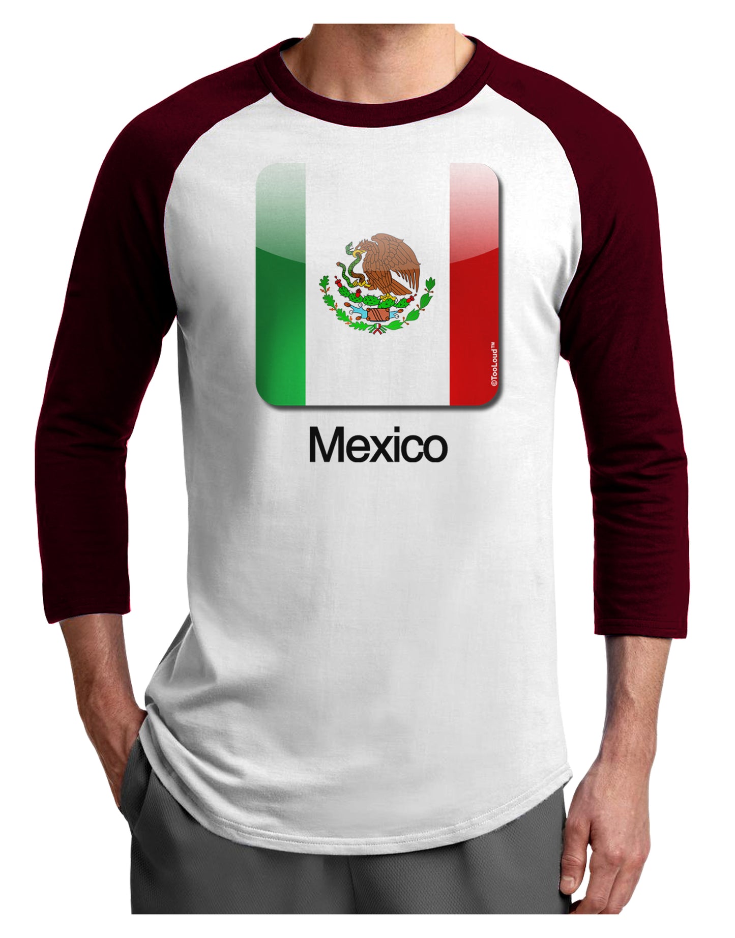 Mexican Flag App Icon - Text Adult Raglan Shirt by TooLoud-TooLoud-White-Cardinal-X-Small-Davson Sales