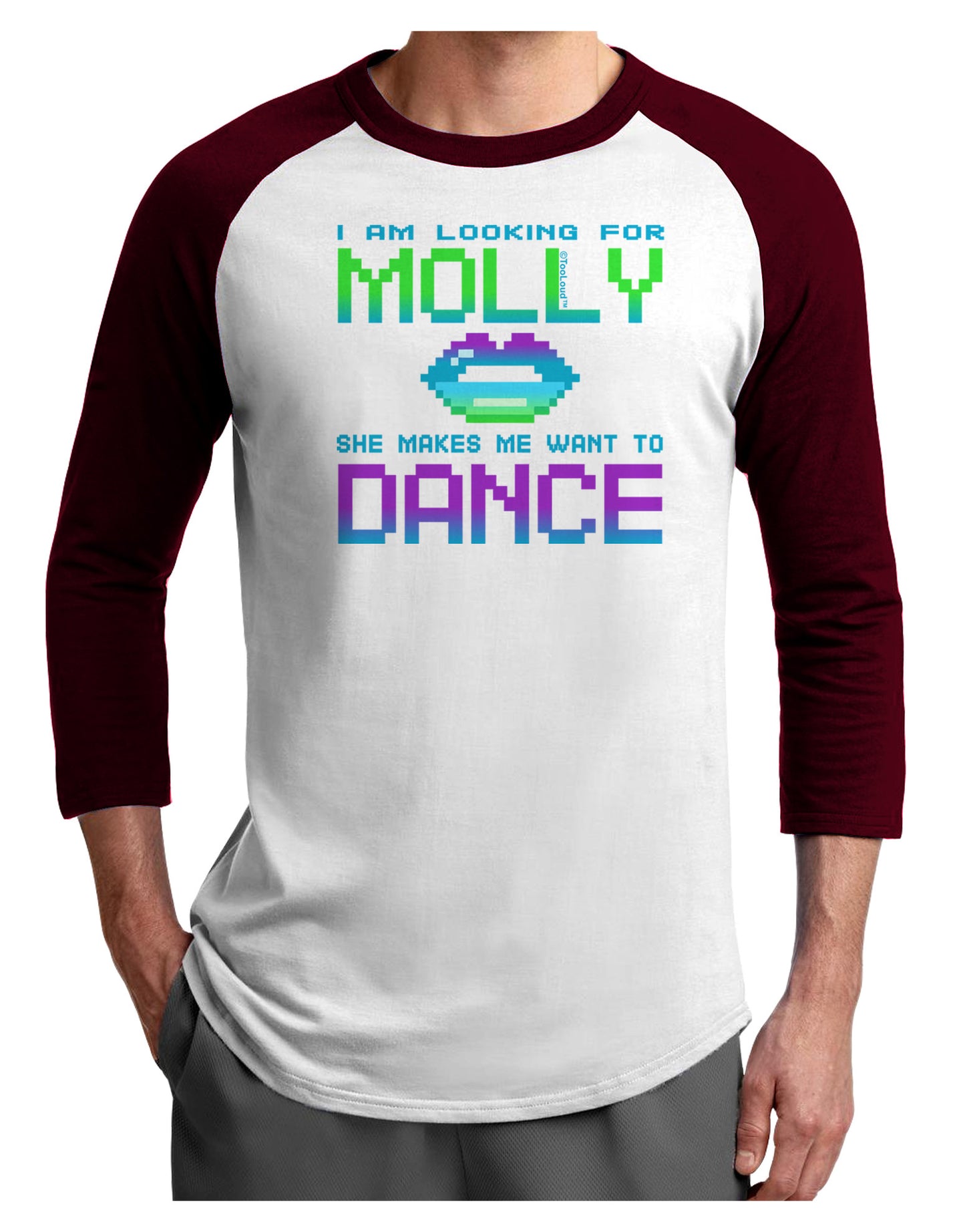 Looking For Molly Adult Raglan Shirt-Raglan Shirt-TooLoud-White-Cardinal-X-Small-Davson Sales