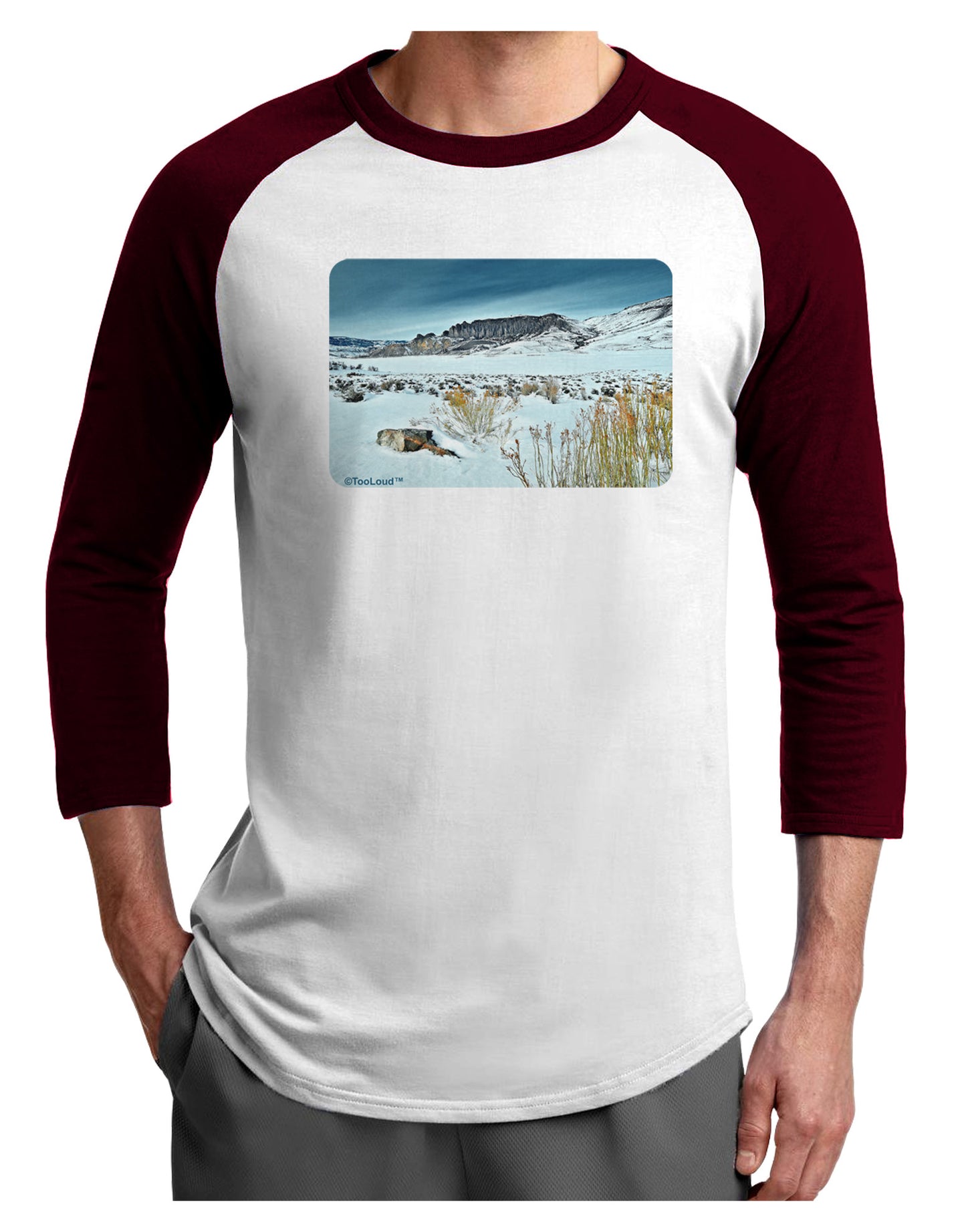 CO Snow Scene Adult Raglan Shirt-Raglan Shirt-TooLoud-White-Cardinal-X-Small-Davson Sales