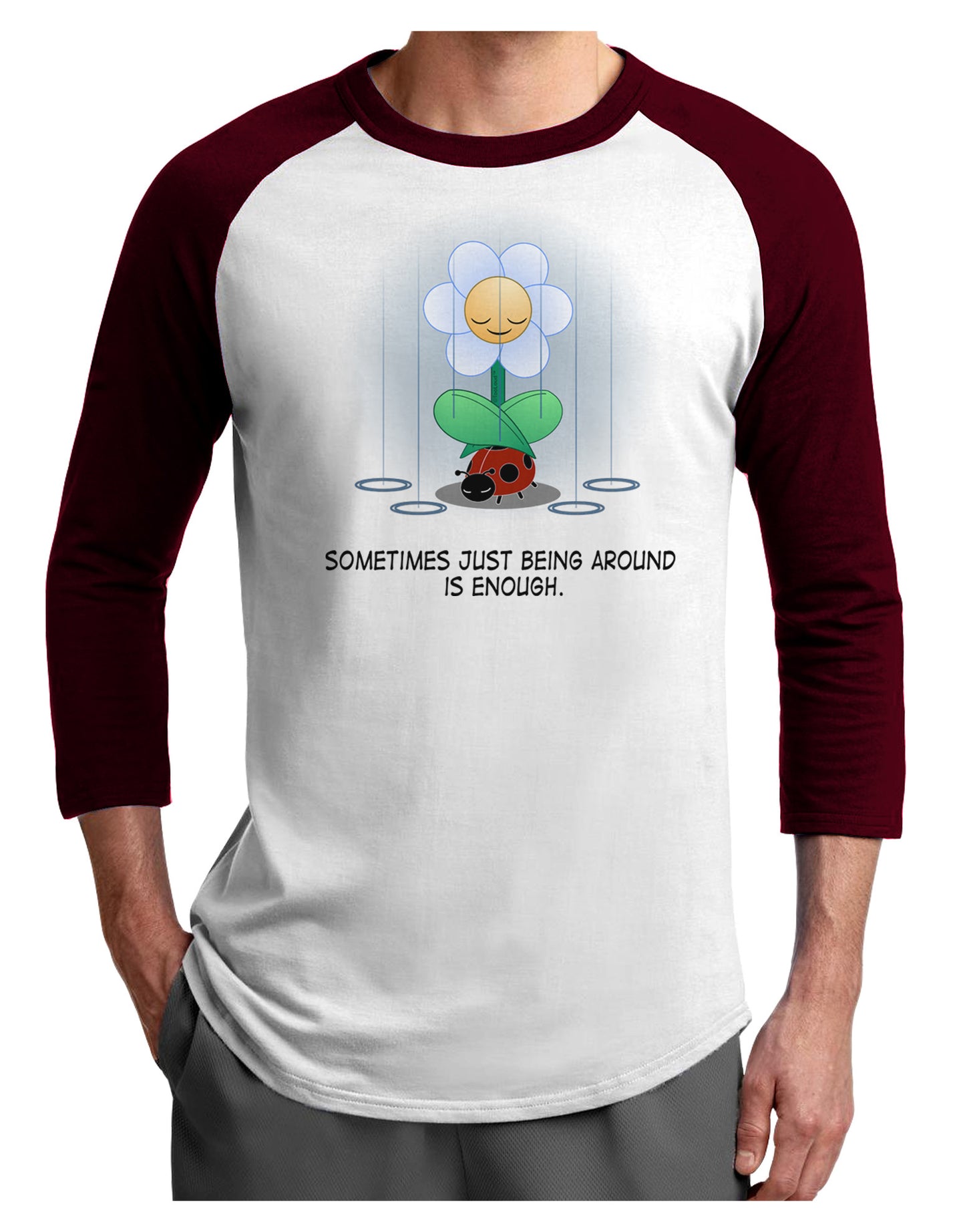 Just Being Around - Inspirational Words Adult Raglan Shirt-Raglan Shirt-TooLoud-White-Cardinal-X-Small-Davson Sales