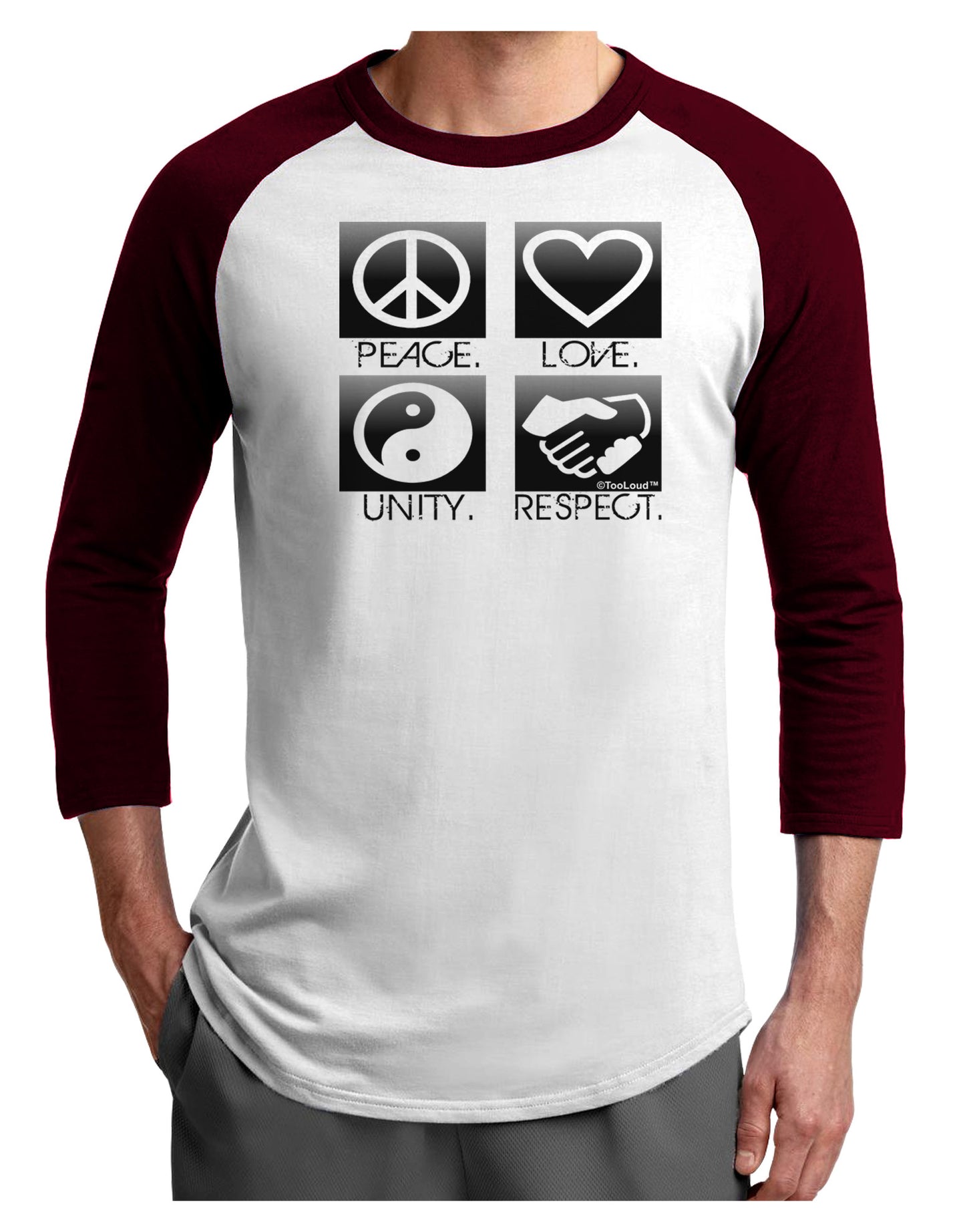 PLUR Squares BnW Adult Raglan Shirt-Raglan Shirt-TooLoud-White-Cardinal-X-Small-Davson Sales