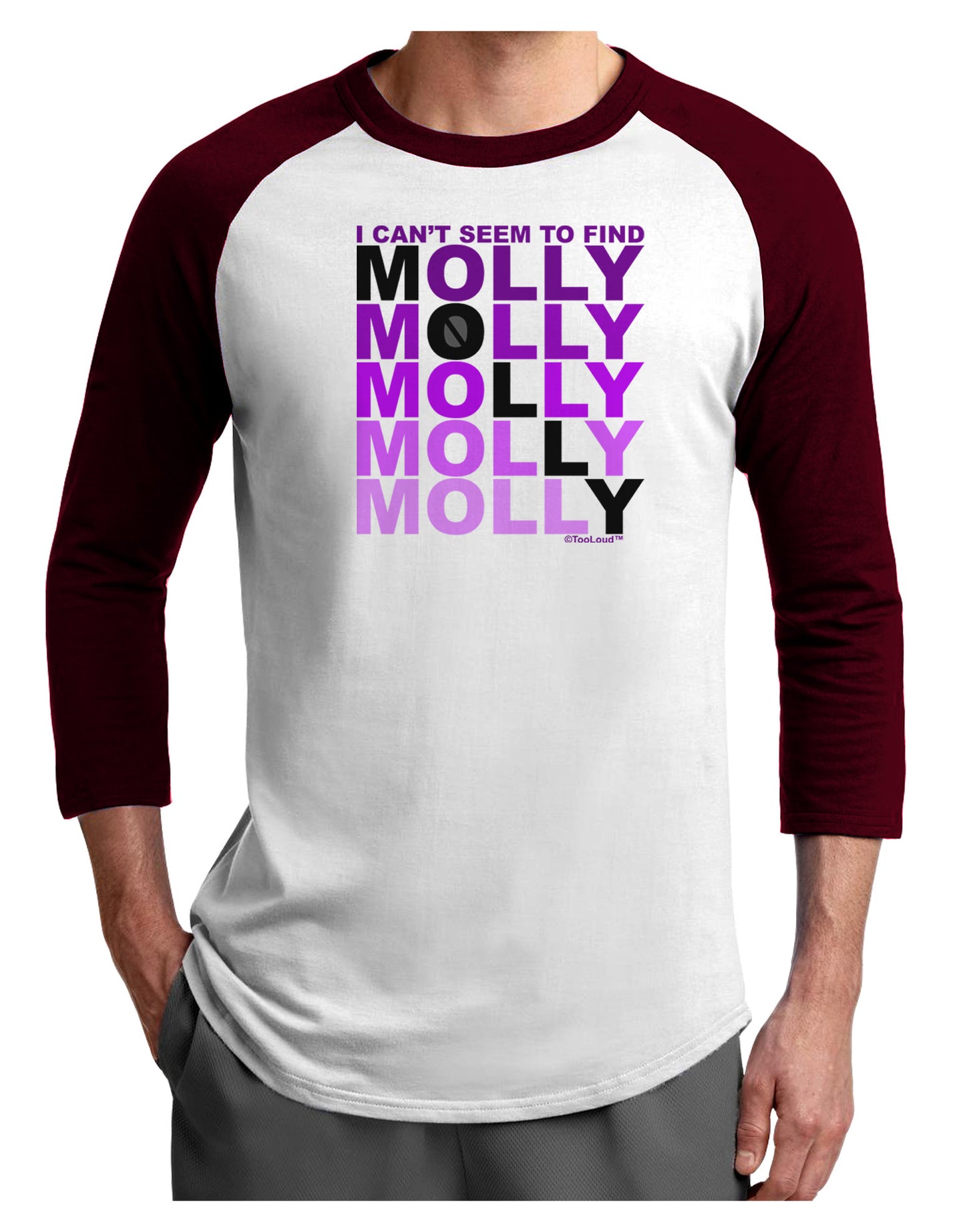 Find Molly Purple Adult Raglan Shirt-Raglan Shirt-TooLoud-White-Cardinal-X-Small-Davson Sales