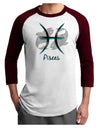 Pisces Symbol Adult Raglan Shirt-TooLoud-White-Cardinal-X-Small-Davson Sales