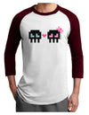 8-Bit Skull Love - Boy and Girl Adult Raglan Shirt-TooLoud-White-Cardinal-X-Small-Davson Sales