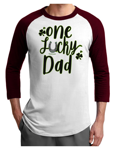 One Lucky Dad Shamrock Adult Raglan Shirt White Cardinal 3XL Tooloud