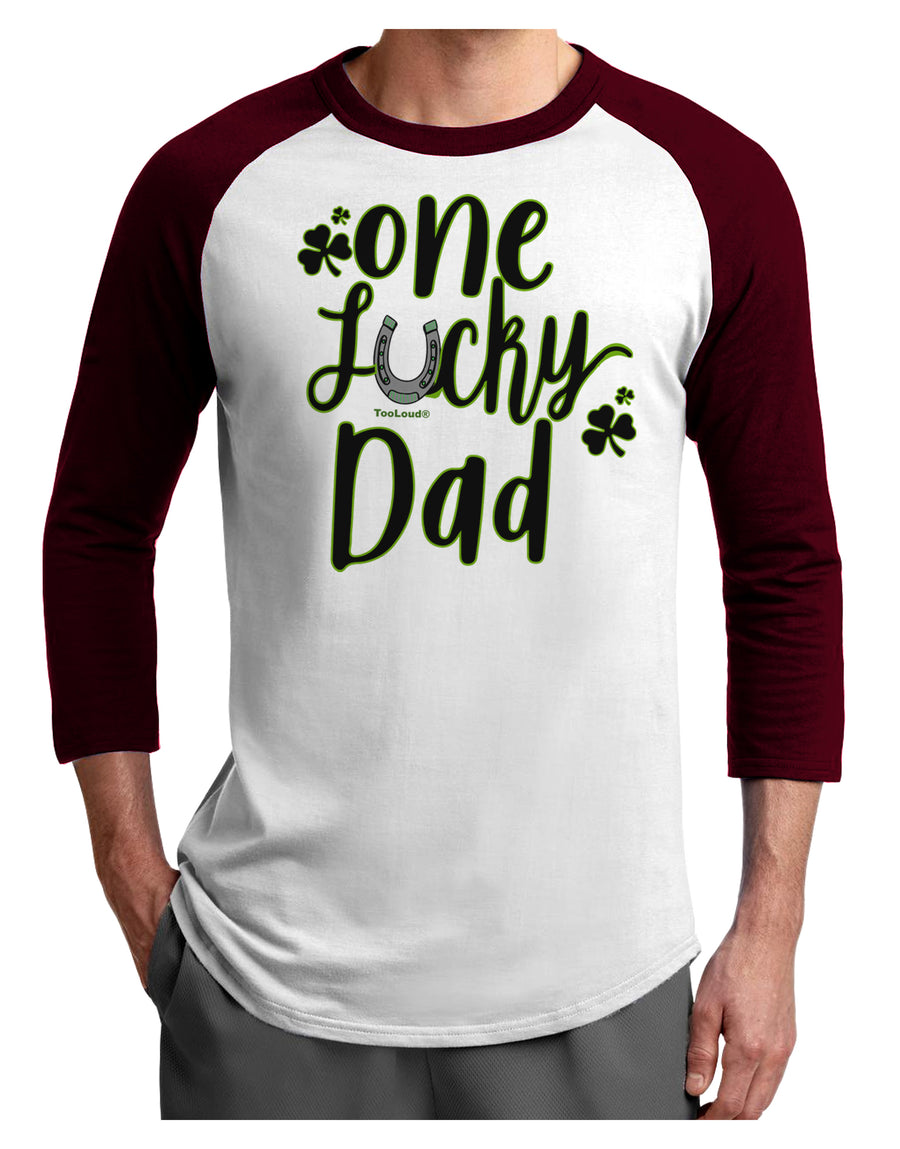One Lucky Dad Shamrock Adult Raglan Shirt-Mens T-Shirt-TooLoud-White-Black-X-Small-Davson Sales