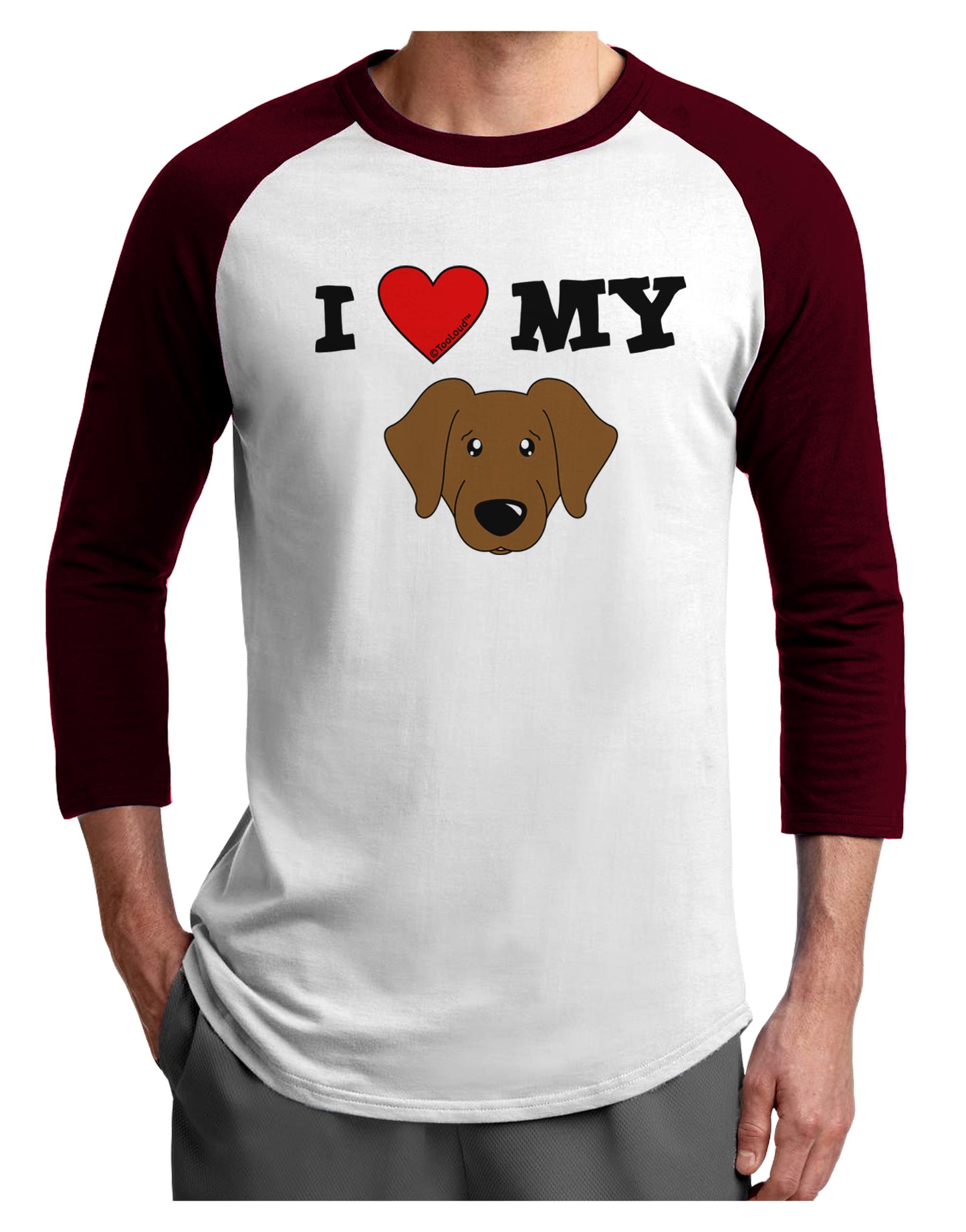 I Heart My - Cute Chocolate Labrador Retriever Dog Adult Raglan Shirt by TooLoud-TooLoud-White-Cardinal-X-Small-Davson Sales