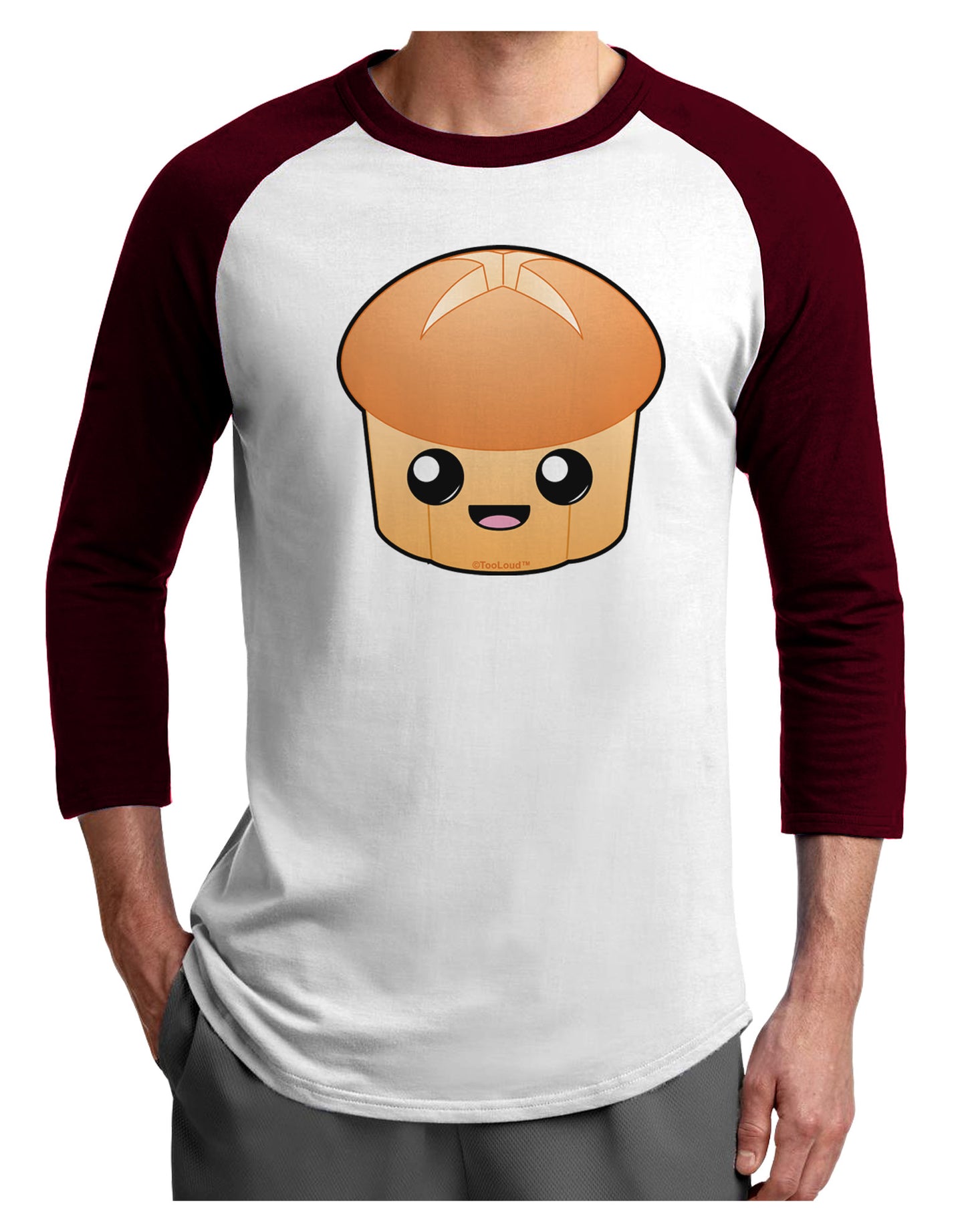 Cute Dinner Roll Adult Raglan Shirt-TooLoud-White-Cardinal-X-Small-Davson Sales