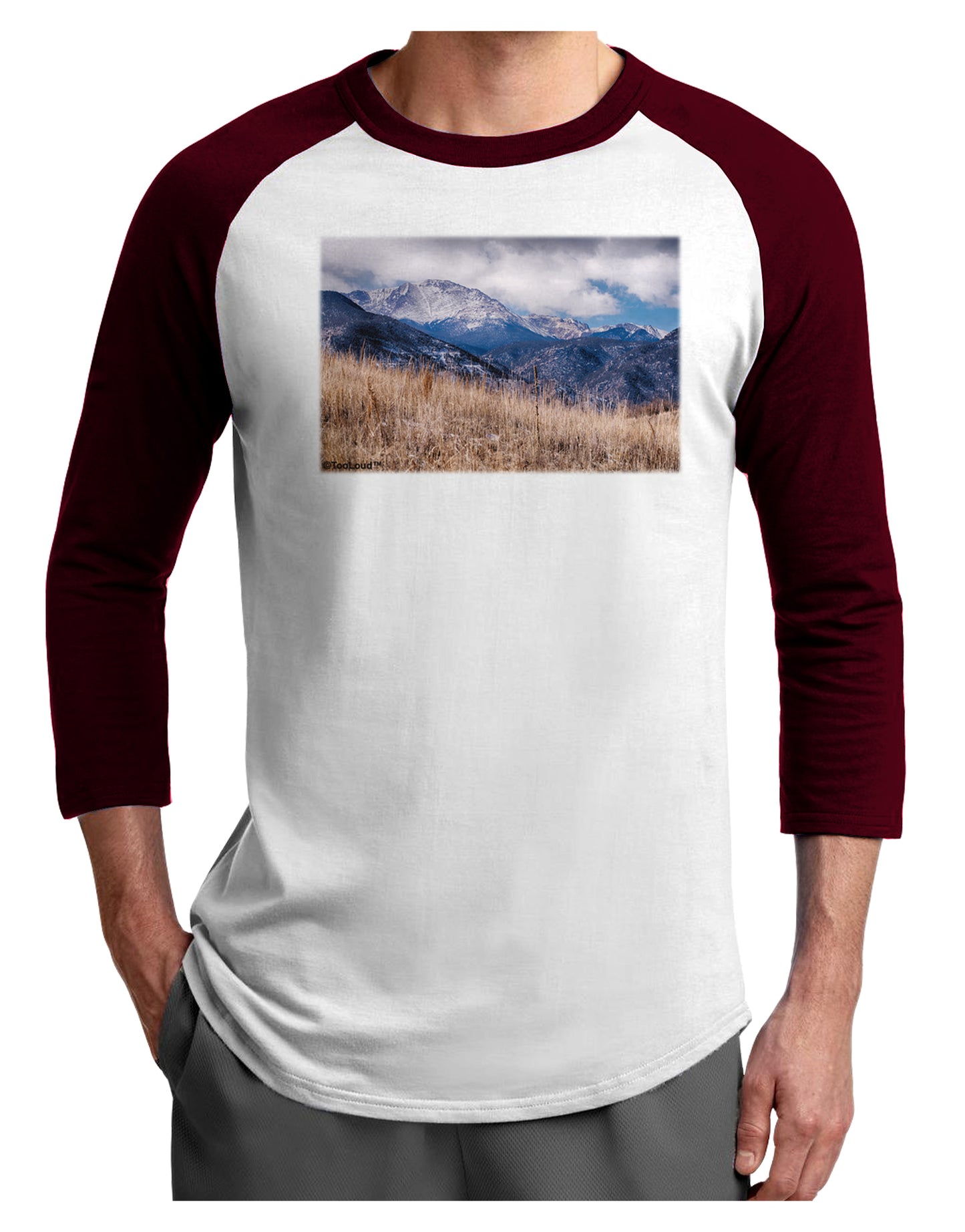 Pikes Peak CO Mountains Adult Raglan Shirt by TooLoud-TooLoud-White-Cardinal-X-Small-Davson Sales