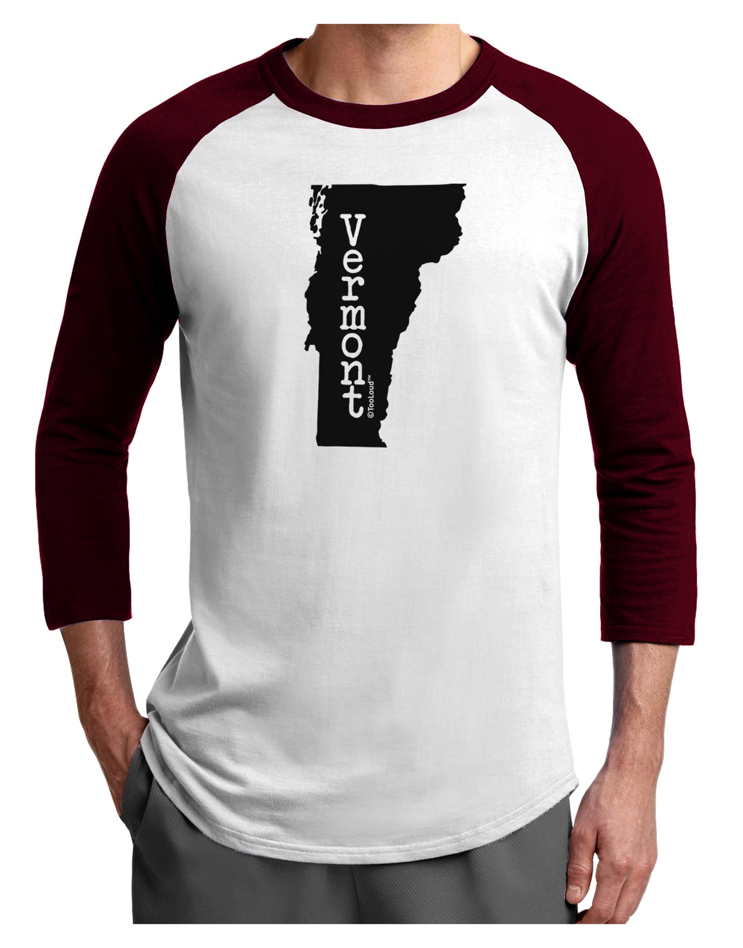 Vermont - United States Shape Adult Raglan Shirt by TooLoud-TooLoud-White-Cardinal-X-Small-Davson Sales