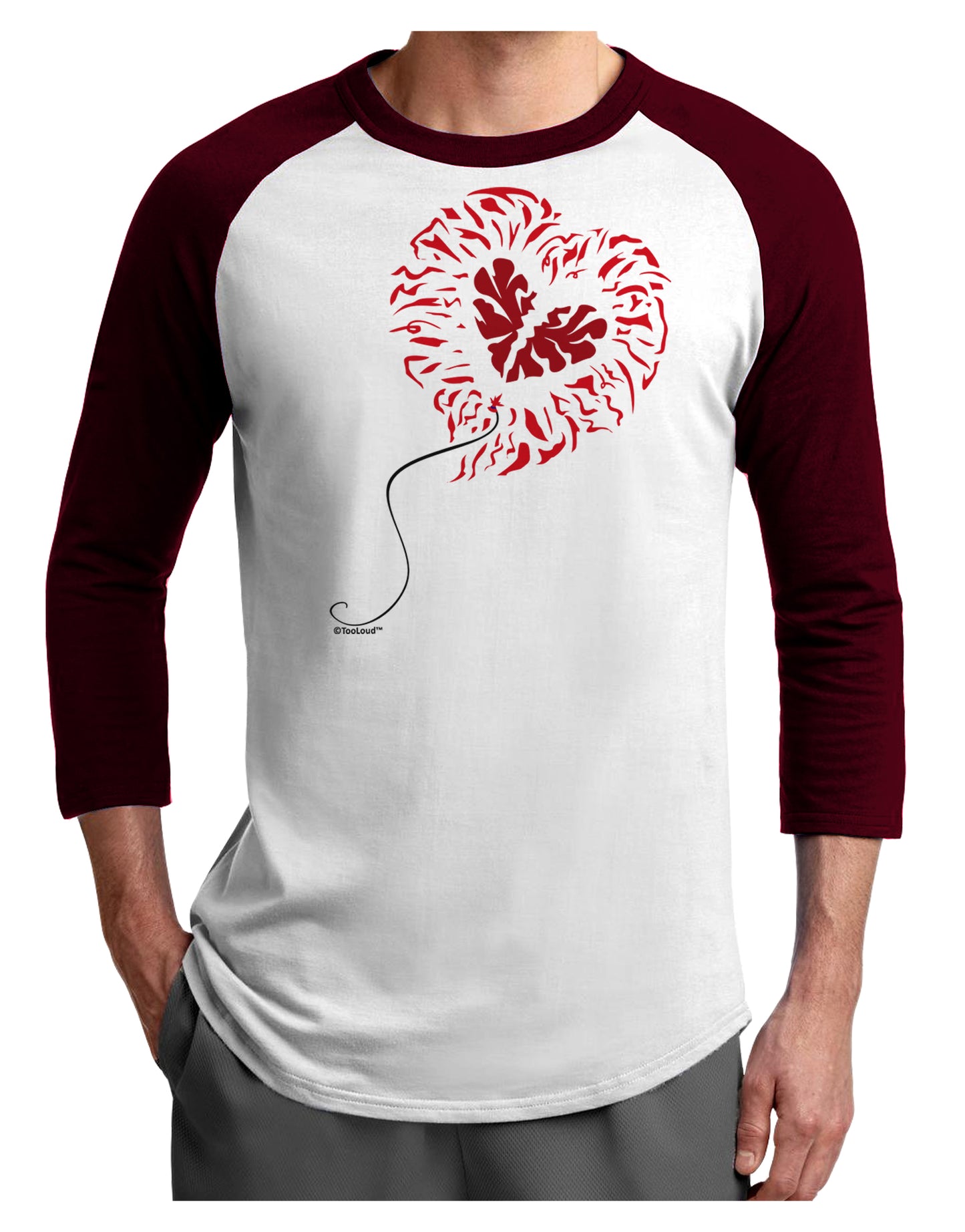 Broken Heart Popped Red Heart Balloon Adult Raglan Shirt-Raglan Shirt-TooLoud-White-Cardinal-X-Small-Davson Sales