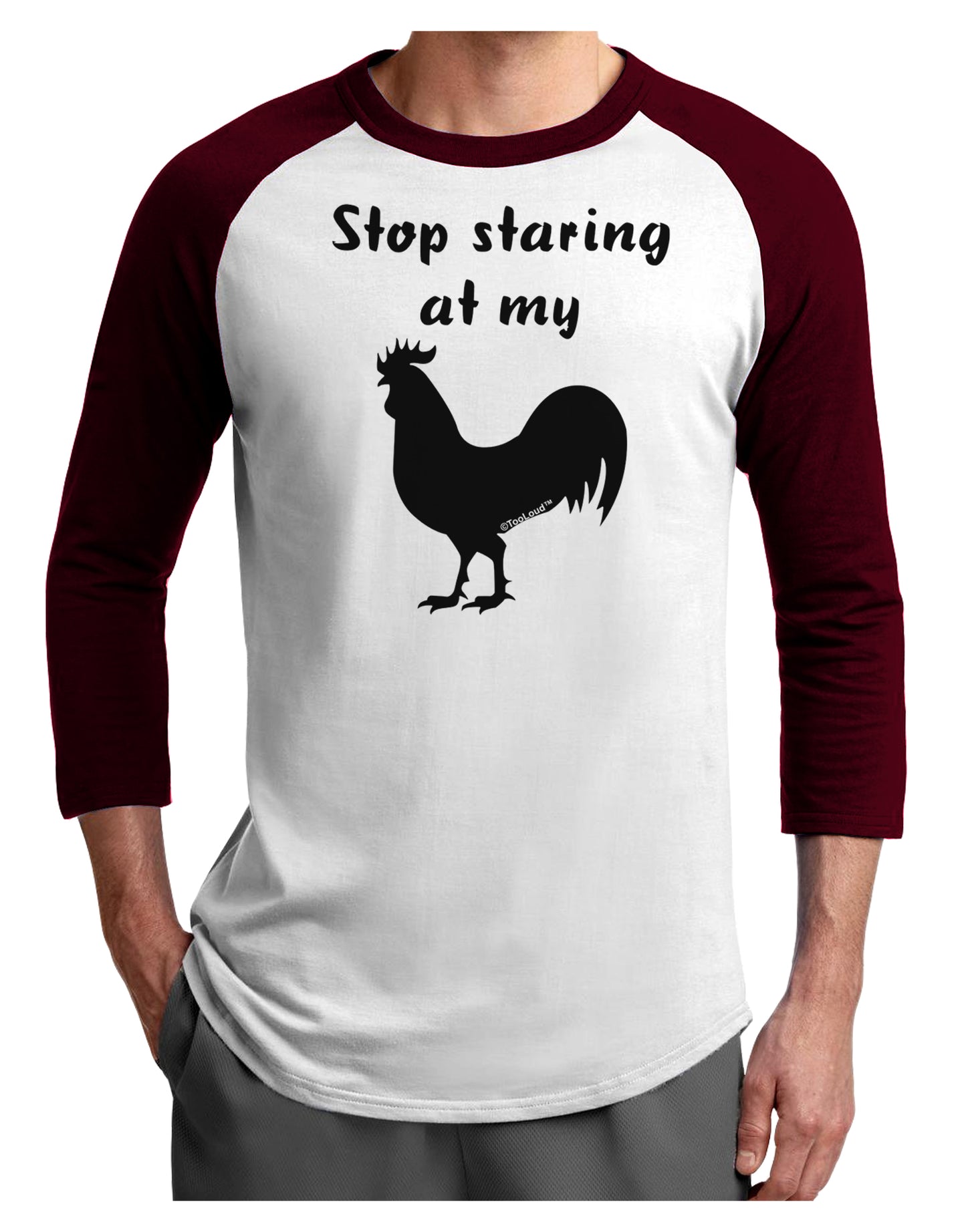 Stop Staring At My Rooster - Design Adult Raglan Shirt by TooLoud-TooLoud-White-Cardinal-X-Small-Davson Sales