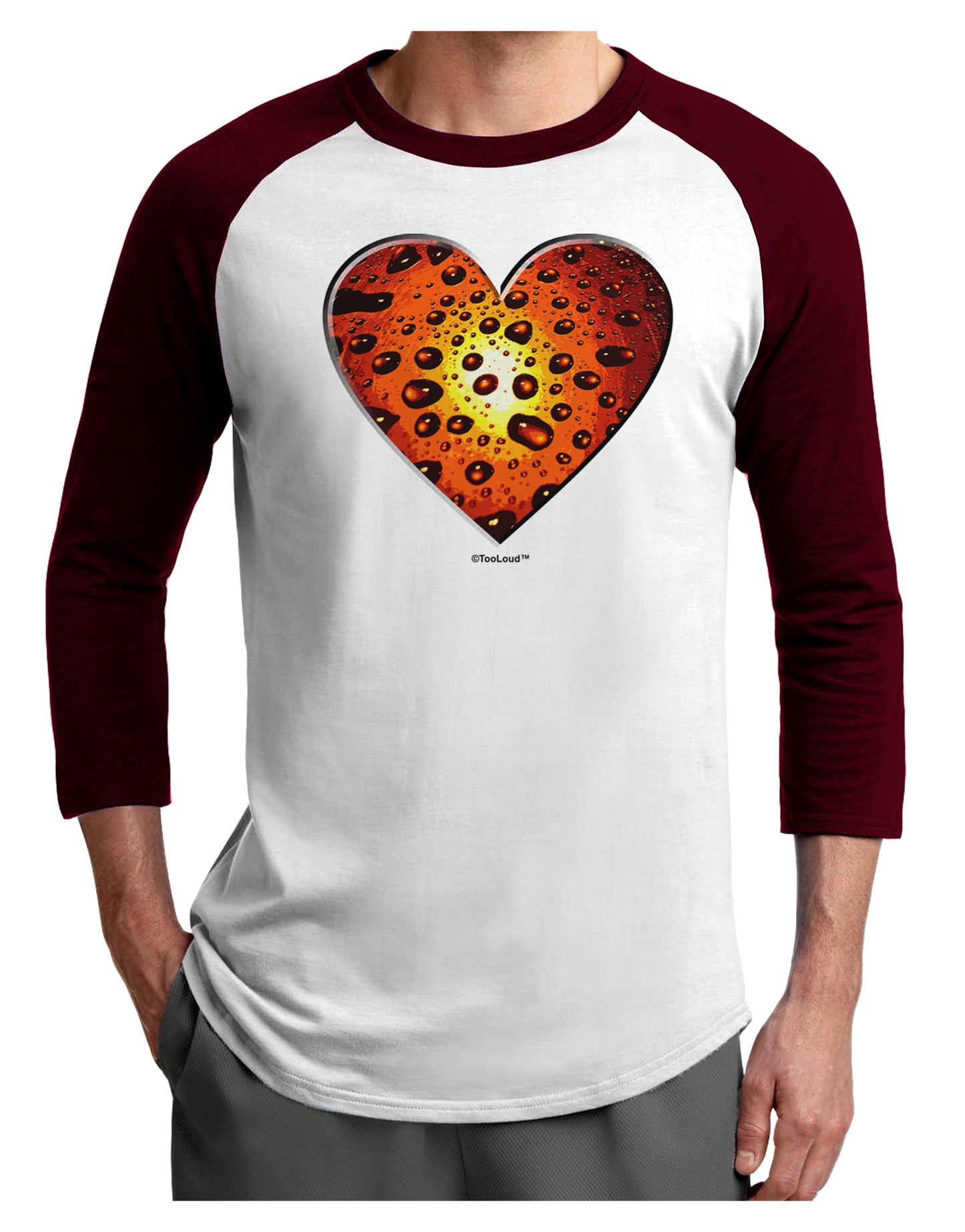 Water Droplet Heart Orange Adult Raglan Shirt by TooLoud-TooLoud-White-Cardinal-X-Small-Davson Sales