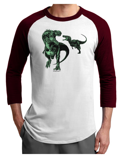 Jurassic Dinosaur Design 1 Adult Raglan Shirt by TooLoud-TooLoud-White-Cardinal-X-Small-Davson Sales