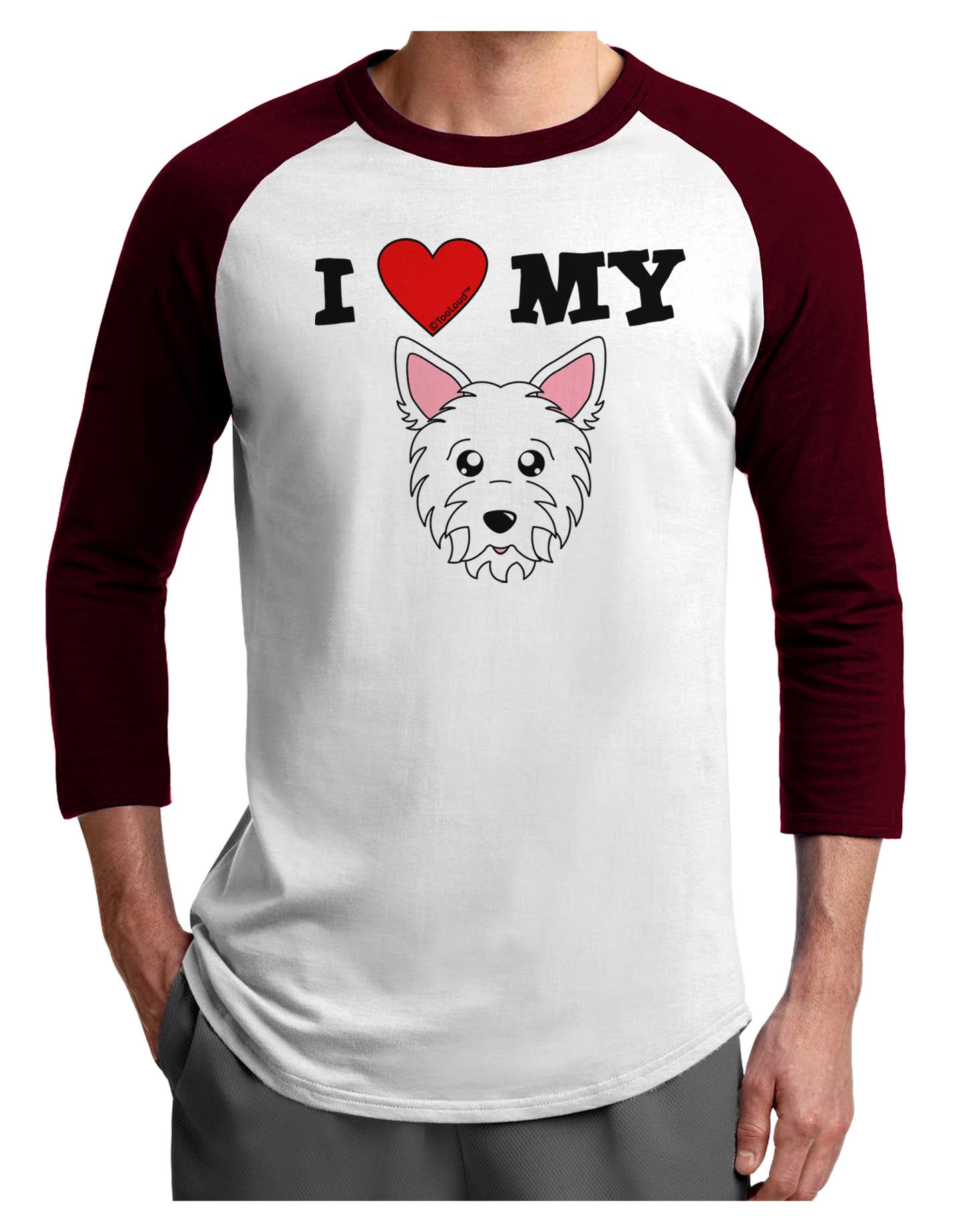 I Heart My - Cute Westie Dog Adult Raglan Shirt by TooLoud-TooLoud-White-Cardinal-X-Small-Davson Sales