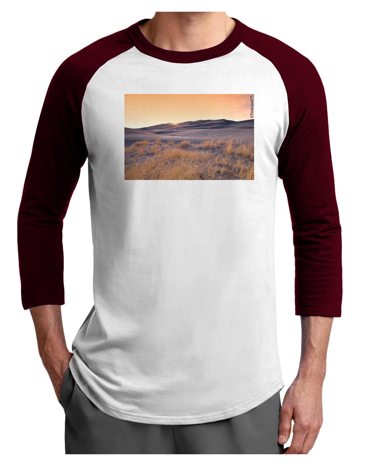 Colorado Sand Dunes Adult Raglan Shirt-Raglan Shirt-TooLoud-White-Cardinal-X-Small-Davson Sales