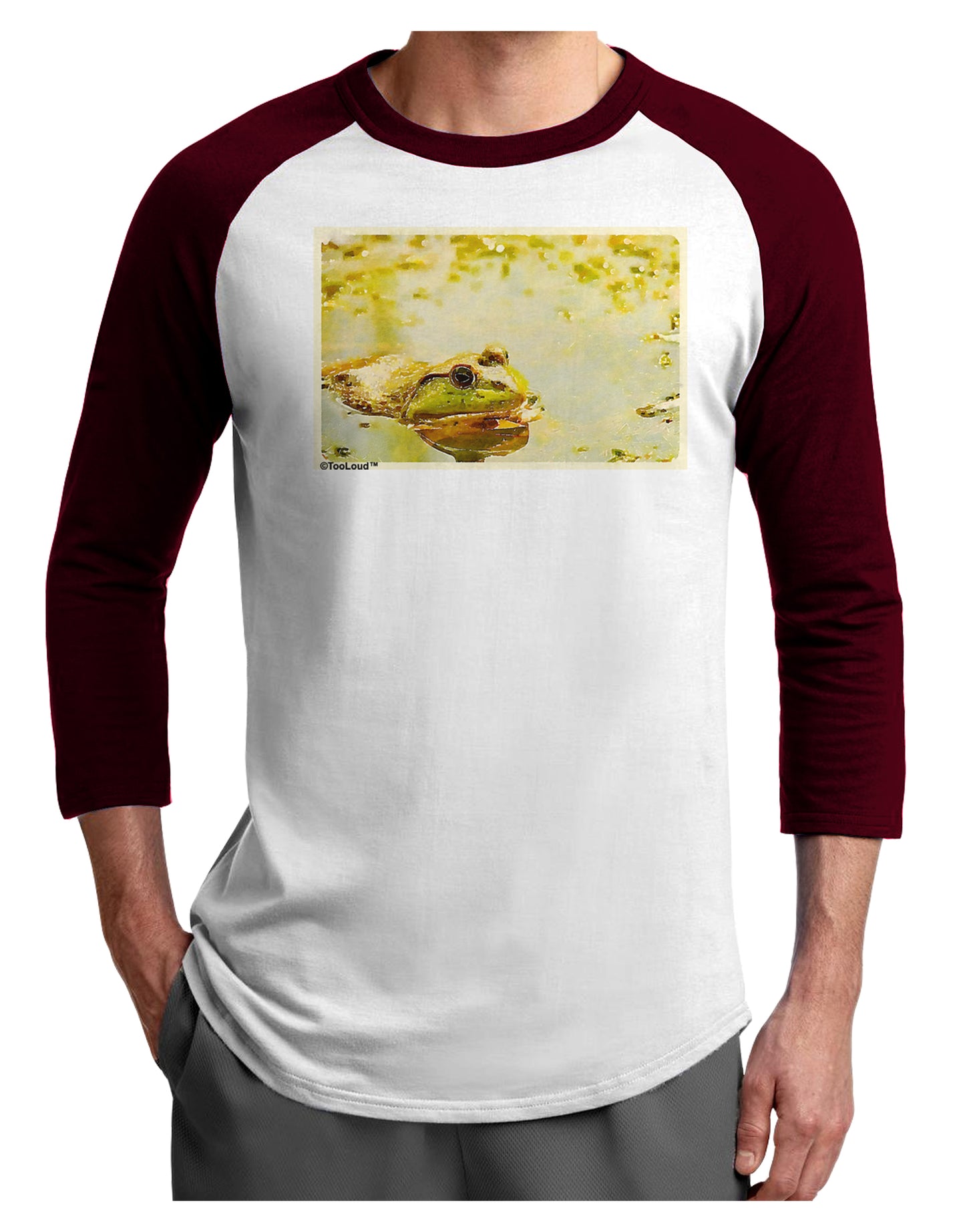 Bullfrog In Watercolor Adult Raglan Shirt by TooLoud-TooLoud-White-Cardinal-X-Small-Davson Sales