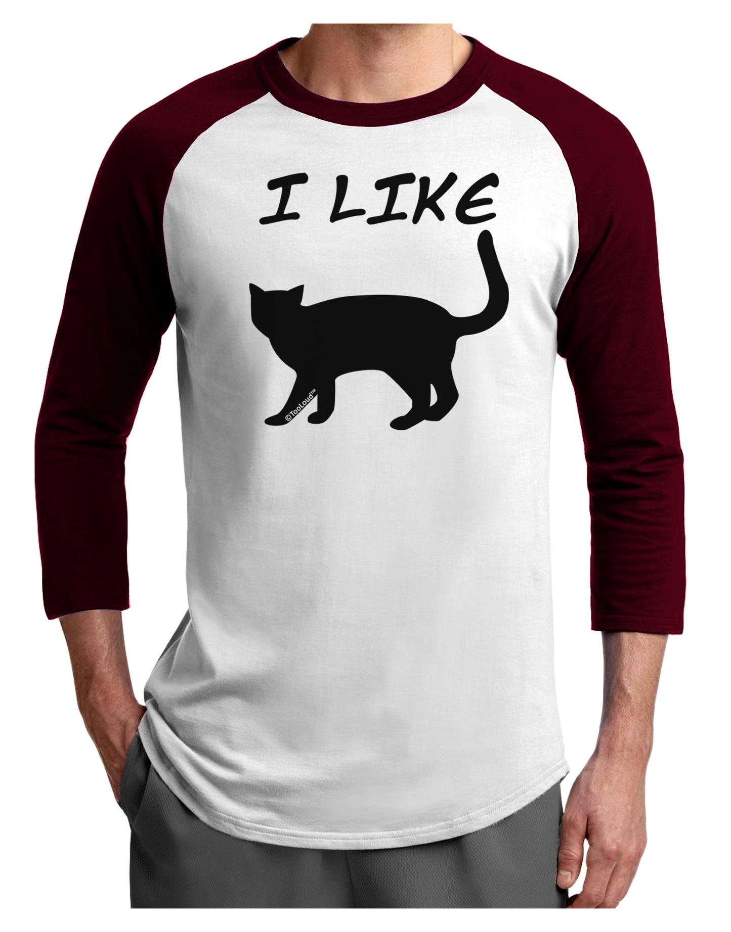 I Like Cat Silhouette Design Adult Raglan Shirt by TooLoud-TooLoud-White-Cardinal-X-Small-Davson Sales