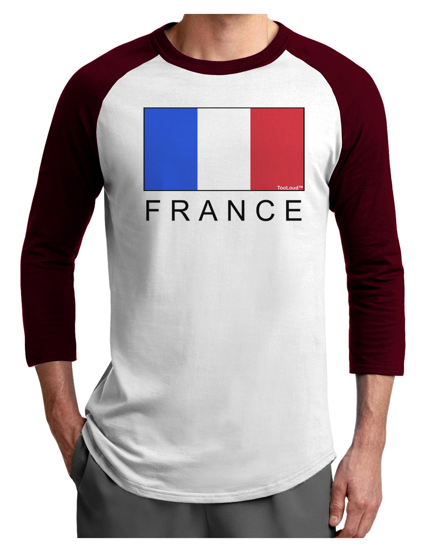French Flag - France Text Adult Raglan Shirt by TooLoud-TooLoud-White-Cardinal-X-Small-Davson Sales