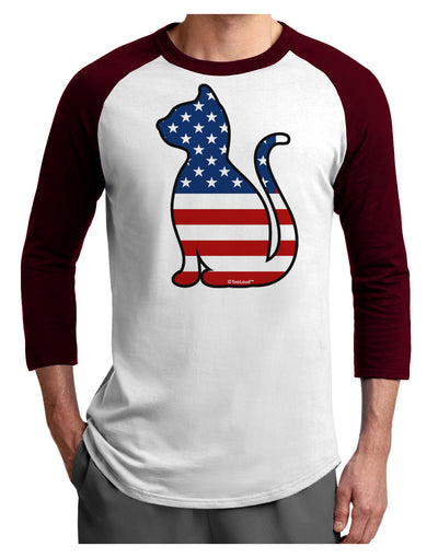 Patriotic Cat Design Adult Raglan Shirt by TooLoud-TooLoud-White-Cardinal-X-Small-Davson Sales