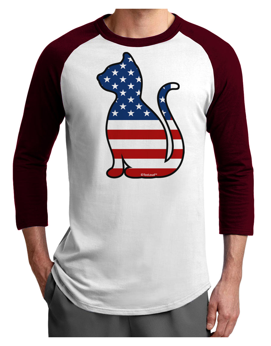 Patriotic Cat Design Adult Raglan Shirt by TooLoud-TooLoud-White-Black-X-Small-Davson Sales