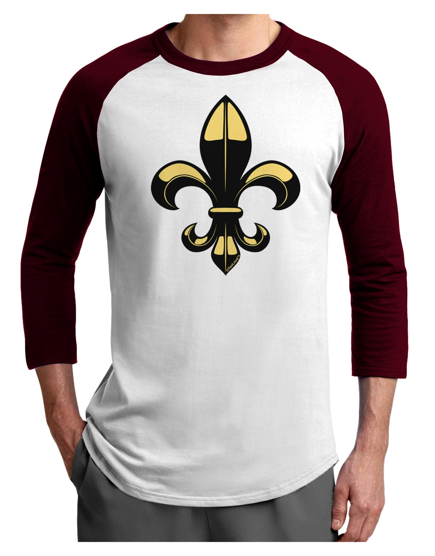 Golden Fleur de Lis Adult Raglan Shirt-Raglan Shirt-TooLoud-White-Cardinal-X-Small-Davson Sales