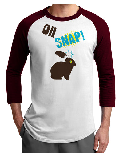 TooLoud Oh Snap Chocolate Easter Bunny Adult Raglan Shirt-Raglan Shirt-TooLoud-White-Cardinal-X-Small-Davson Sales