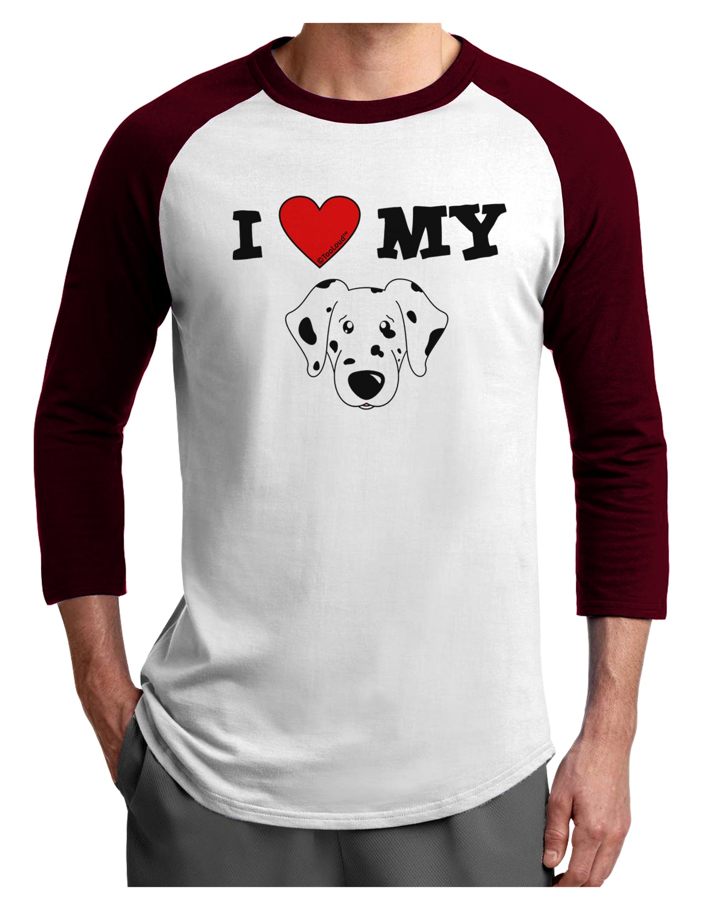 I Heart My - Cute Dalmatian Dog Adult Raglan Shirt by TooLoud-TooLoud-White-Cardinal-X-Small-Davson Sales