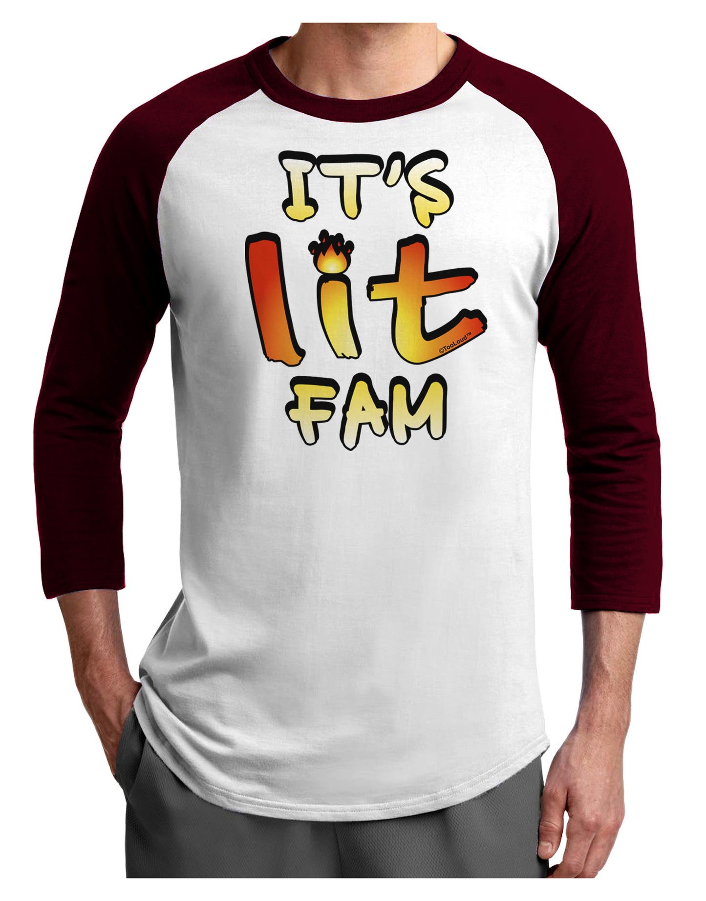 It's Lit Fam Adult Raglan Shirt-Raglan Shirt-TooLoud-White-Cardinal-X-Small-Davson Sales