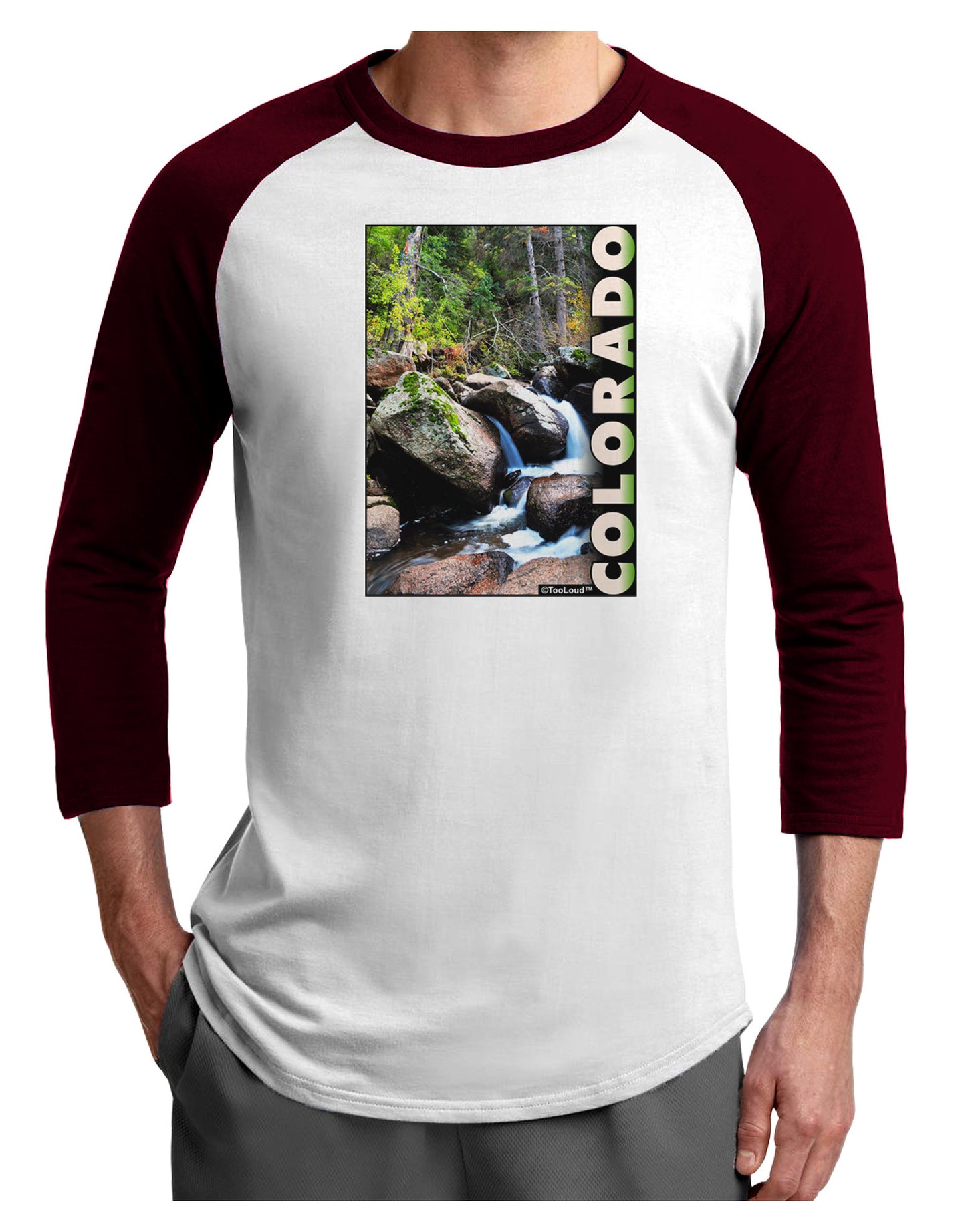 Rockies River with Text Adult Raglan Shirt-Raglan Shirt-TooLoud-White-Cardinal-X-Small-Davson Sales