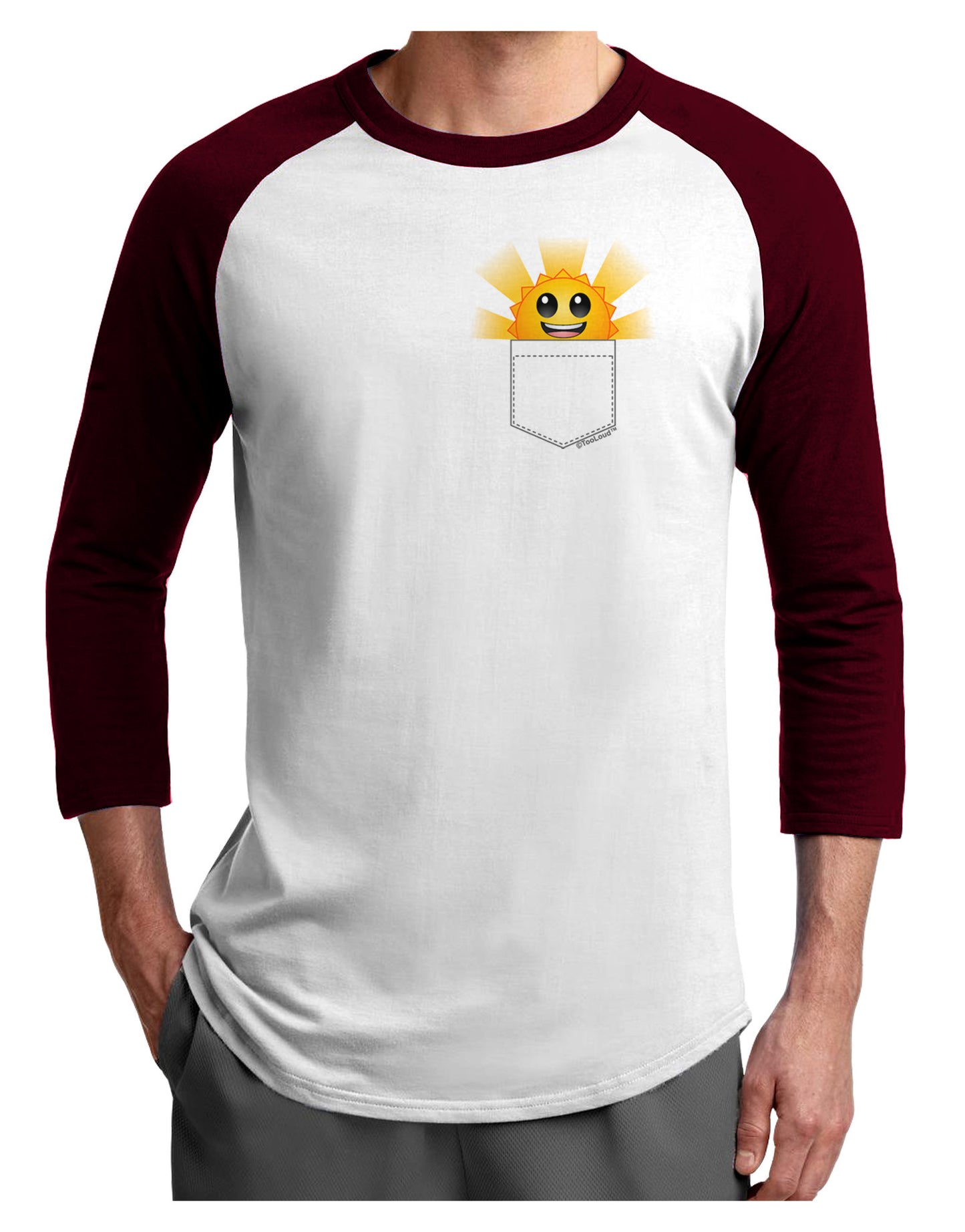 Sunshine In My Pocket Adult Raglan Shirt-Raglan Shirt-TooLoud-White-Cardinal-X-Small-Davson Sales