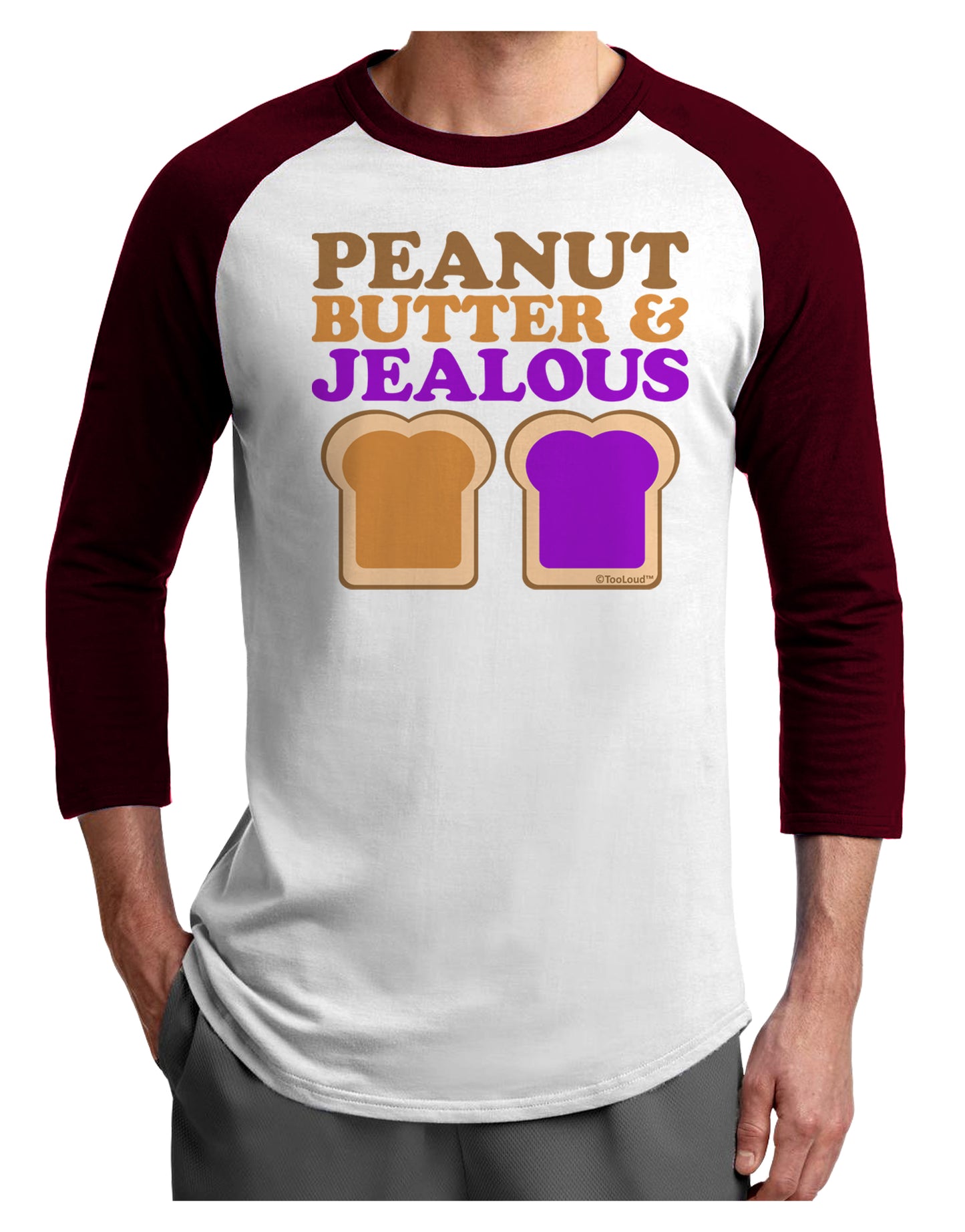 Peanut Butter and Jealous Adult Raglan Shirt by TooLoud-TooLoud-White-Cardinal-X-Small-Davson Sales