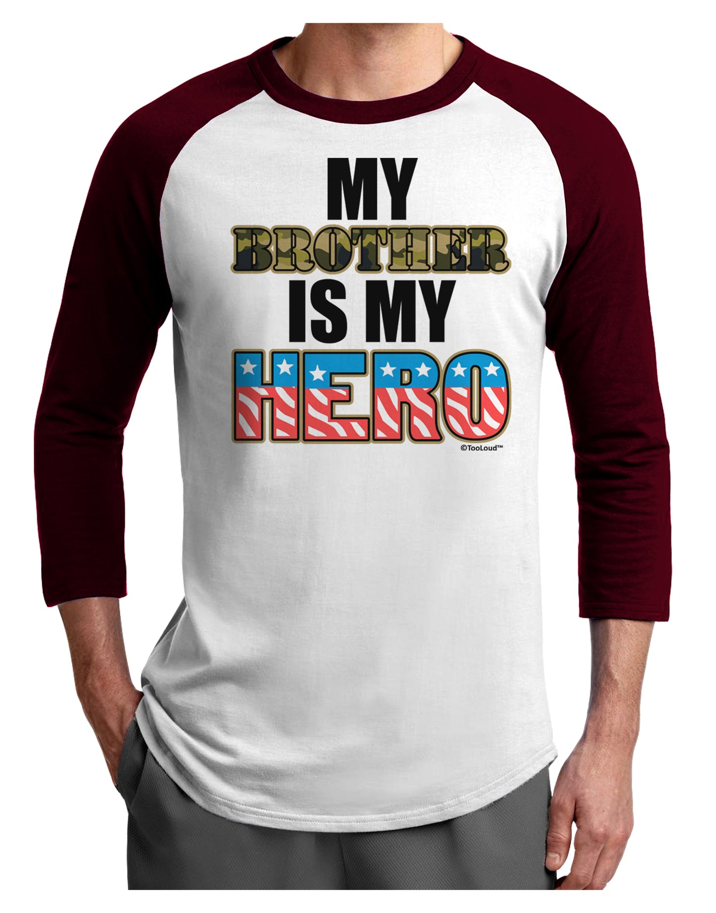 My Brother is My Hero - Armed Forces Adult Raglan Shirt by TooLoud-TooLoud-White-Cardinal-X-Small-Davson Sales
