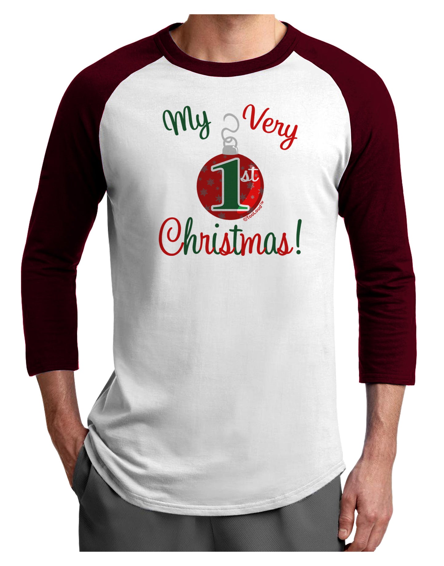 My Very 1st Christmas Adult Raglan Shirt-Raglan Shirt-TooLoud-White-Cardinal-X-Small-Davson Sales