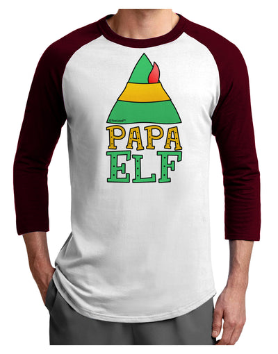 Matching Christmas Design - Elf Family - Papa Elf Adult Raglan Shirt-Raglan Shirt-TooLoud-White-Cardinal-X-Small-Davson Sales