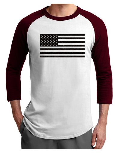 American Flag Glitter - Black Adult Raglan Shirt-TooLoud-White-Cardinal-X-Small-Davson Sales