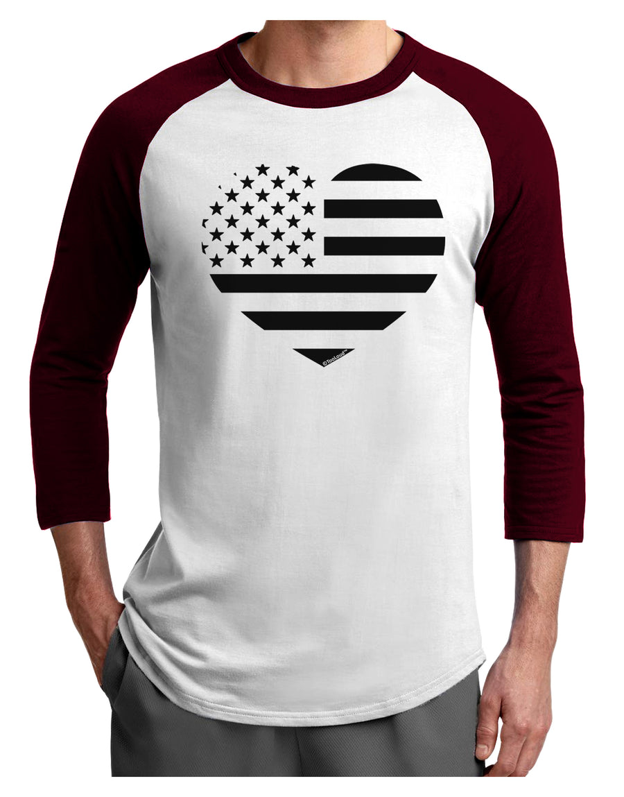 American Flag Heart Design - Stamp Style Adult Raglan Shirt by TooLoud-TooLoud-White-Black-X-Small-Davson Sales