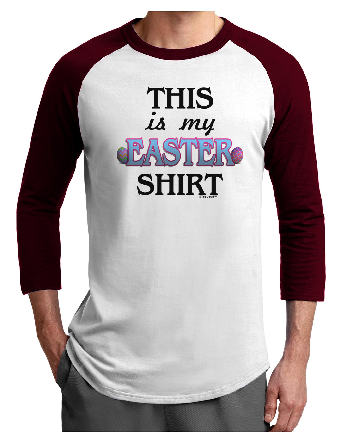 This Is My Easter Shirt Adult Raglan Shirt-TooLoud-White-Cardinal-X-Small-Davson Sales