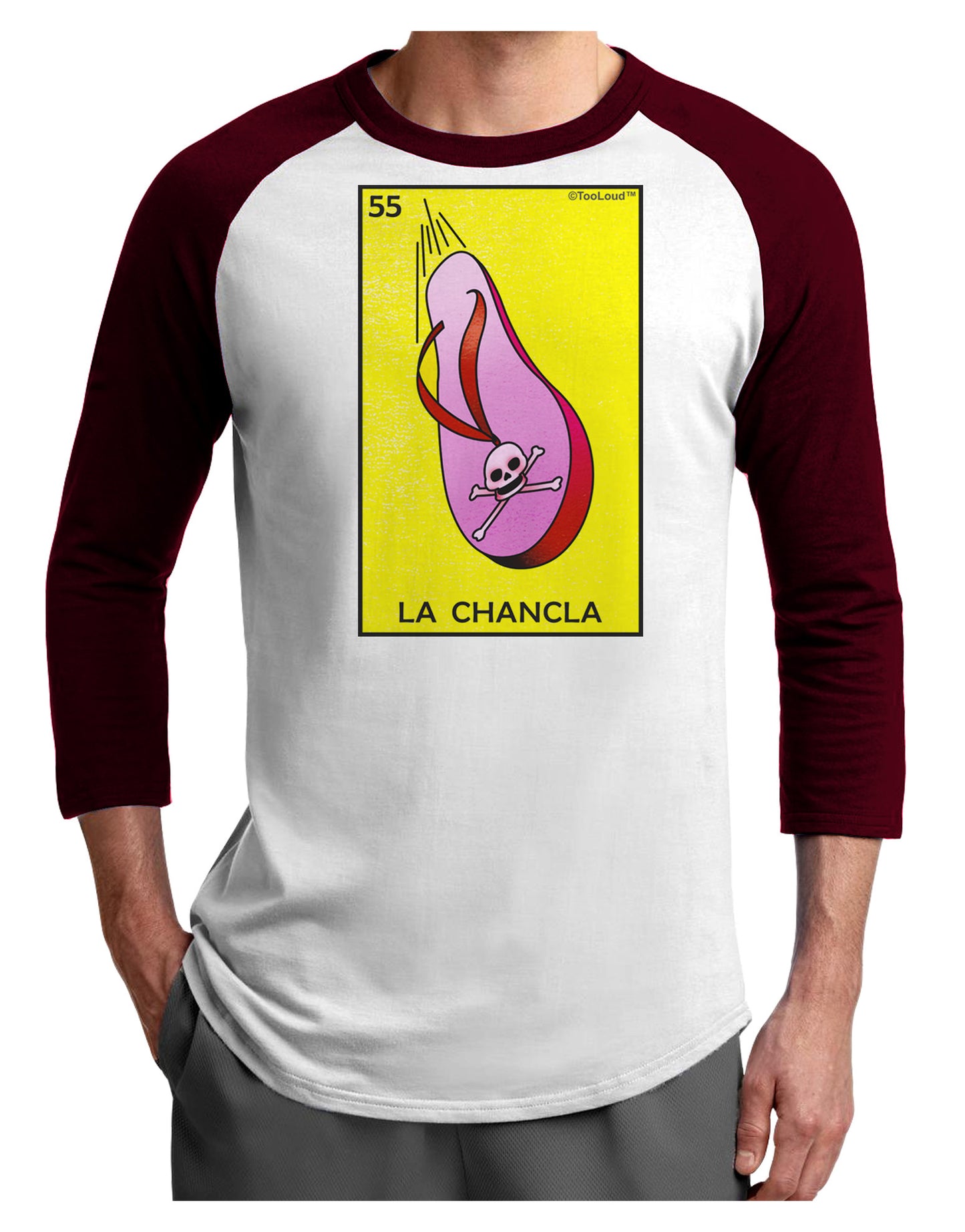 La Chancla Loteria Solid Adult Raglan Shirt by-Raglan Shirt-TooLoud-White-Cardinal-X-Small-Davson Sales