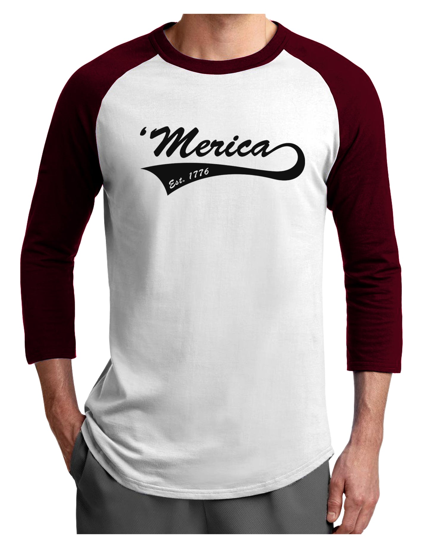 Merica Established 1776 Adult Raglan Shirt by TooLoud-TooLoud-White-Cardinal-X-Small-Davson Sales